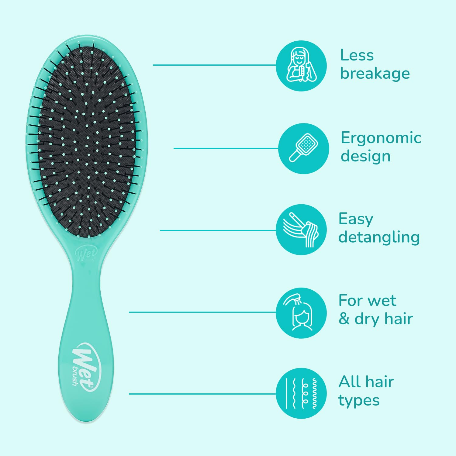 Wet Brush Original Detangler Hair Brush - Amazon Exclusive Aqua - Ultra-Soft IntelliFlex Bristles for Wet, Dry & Damaged Hair 5