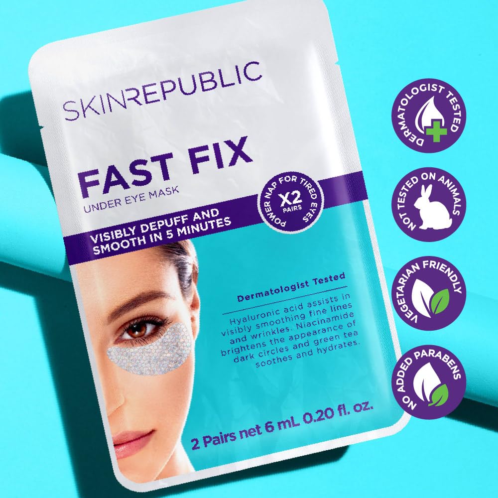 Skin Republic Fast Fix Under Eye Mask | Depuff, Smooth & Brighten in 5 Minutes | 2 Pairs 9