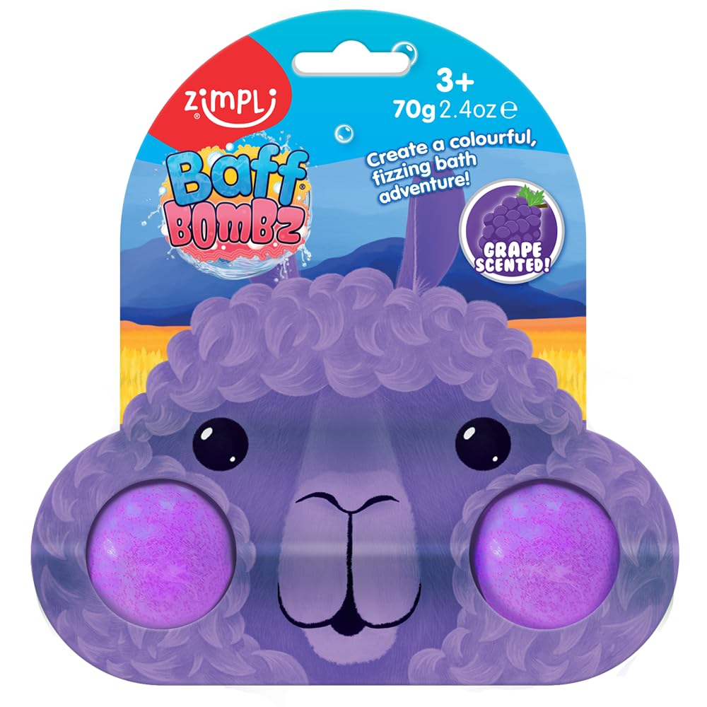 ZIMPLI Llama Baff Bombz Gift Card Set - Fun Bath Bombs for Kids, Party Fillers & Stocking Stuffers
