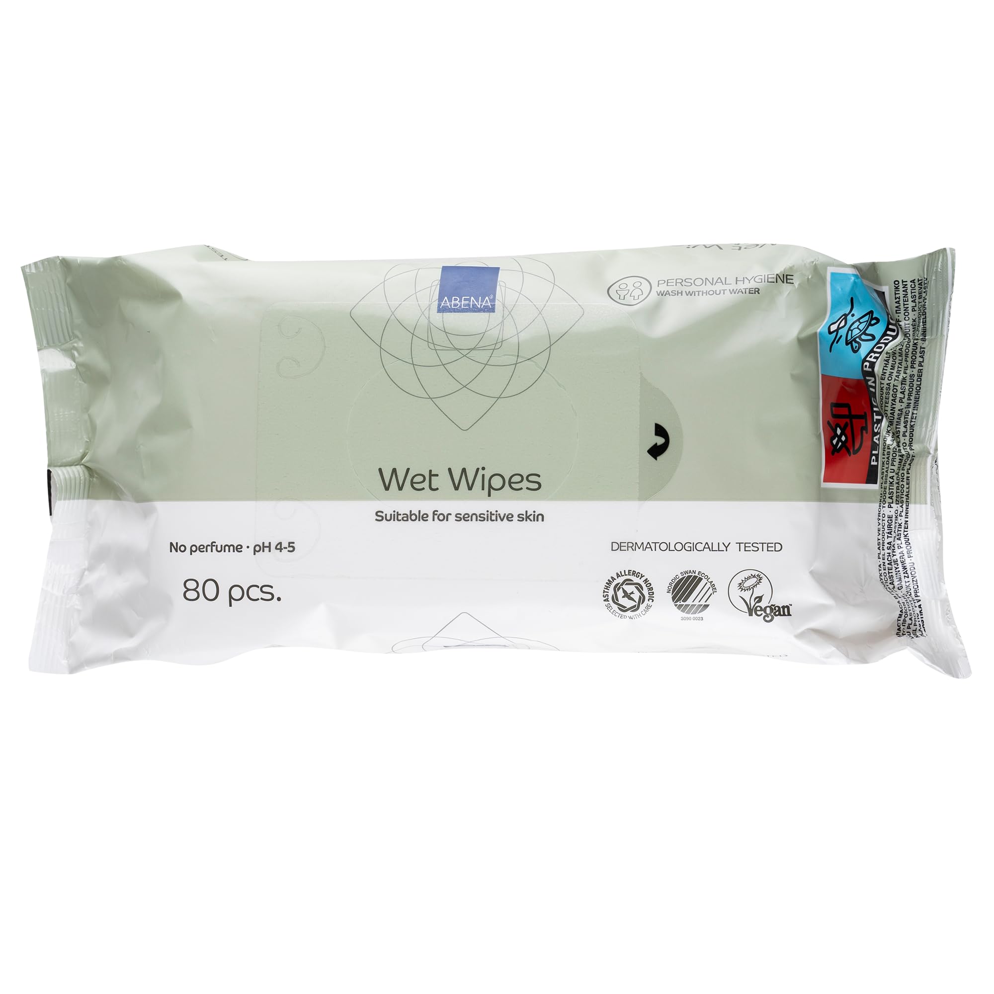 ABENA Moist Skin Cleansing Wipes Refill (80 Pcs) - Asthma-Allergy Certified