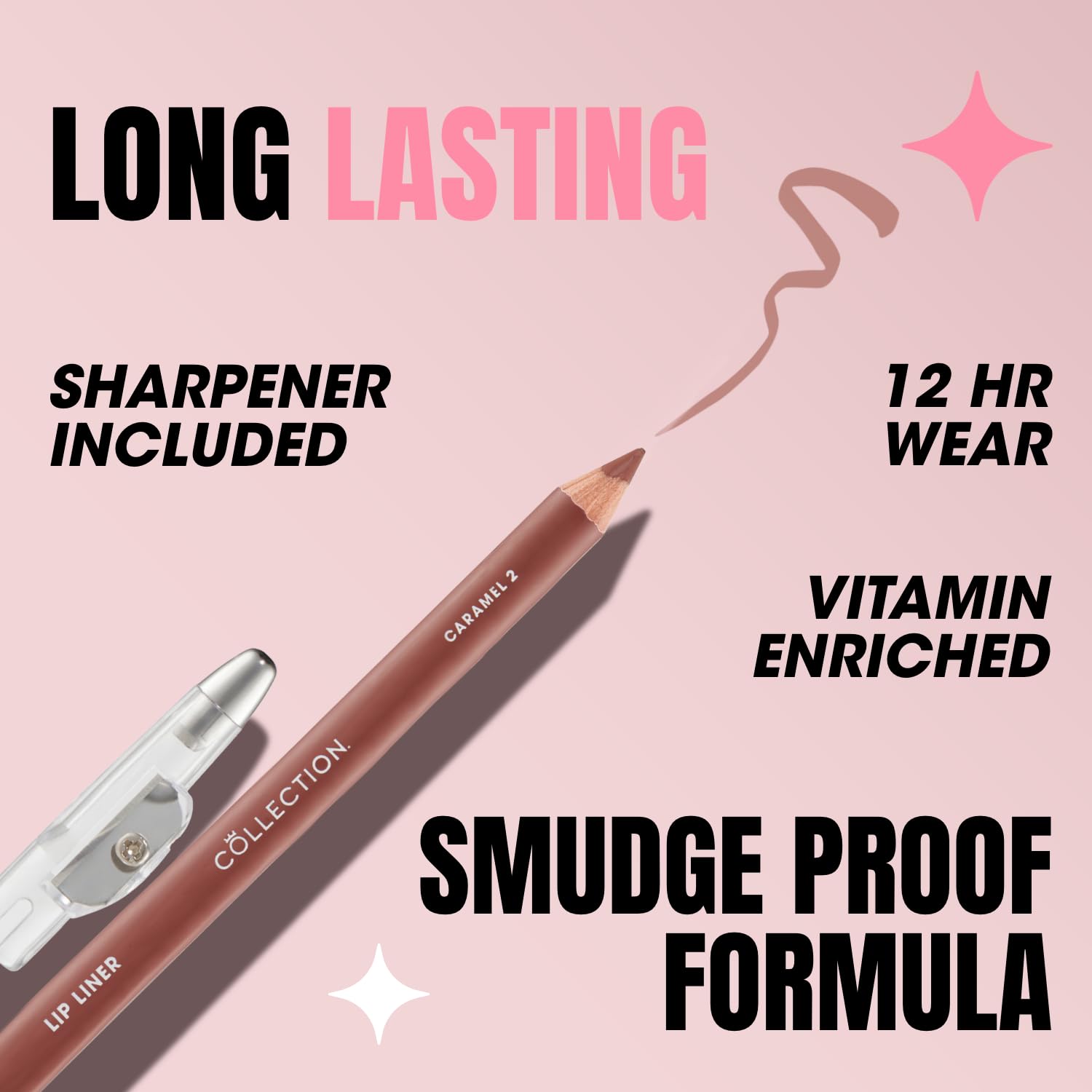 Collection Long-Lasting Lip Liner Pencil with Sharpener, Shade Caramel 5