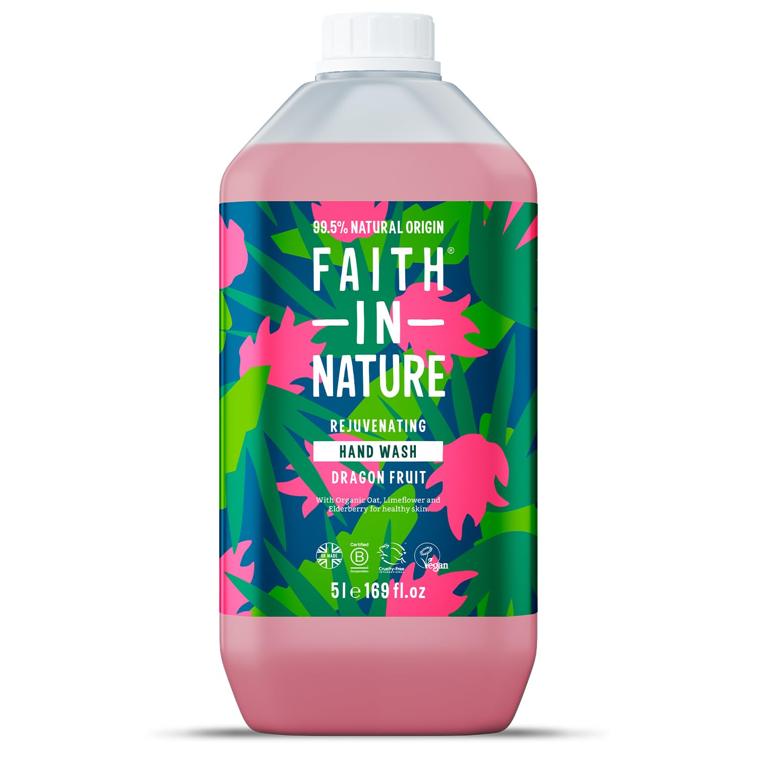 FAITH IN NATURE Dragon Fruit Liquid Hand Wash Refill, Rejuvenating, Vegan, 5L