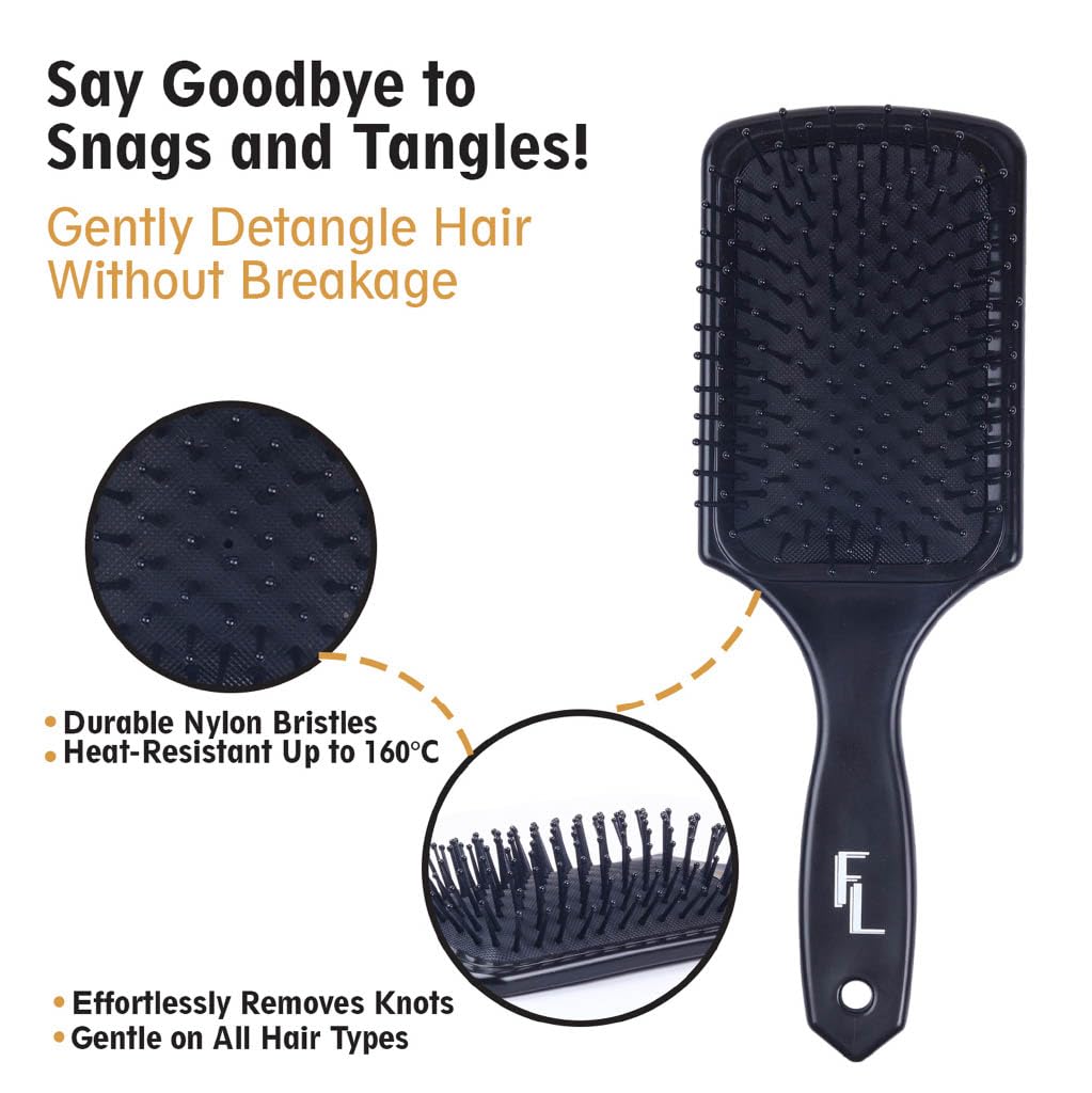 Fine Lines Paddle Hair Brush with 11 Row Nylon Bristles for Detangling and Smoothing 5