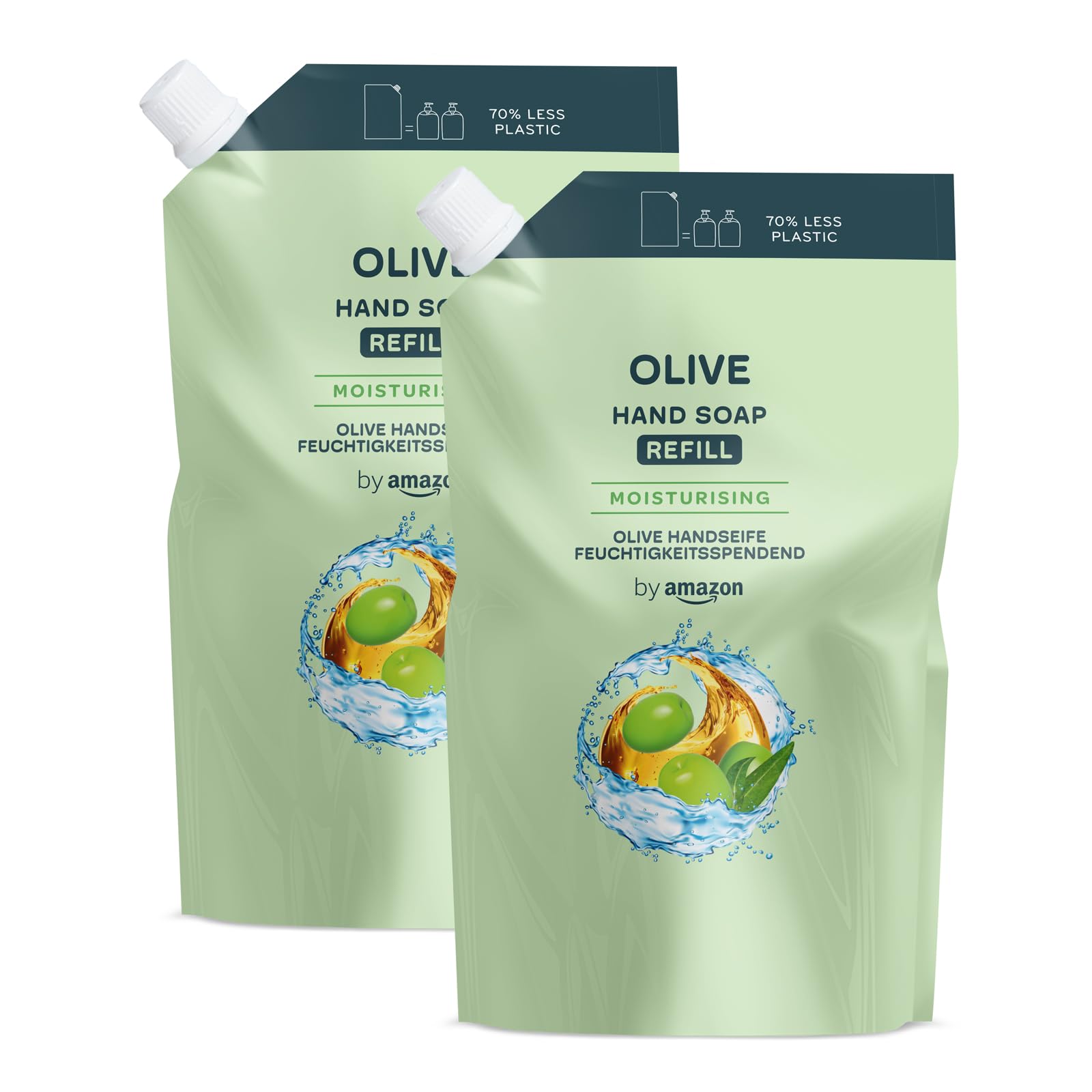 by Amazon Olive Hand Soap Refill Pack - 2 x 1000ml with Moisturizing Extracts