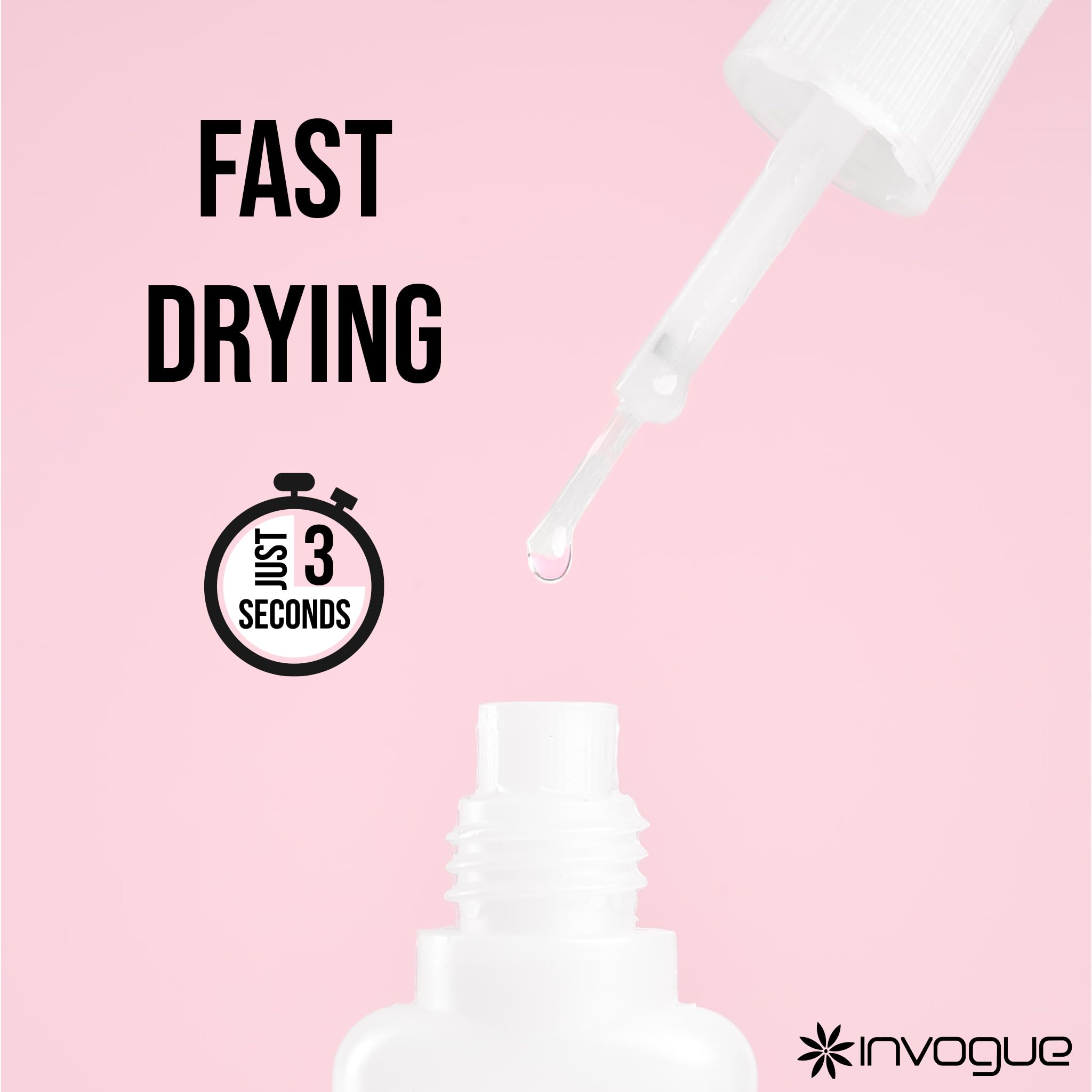 Invogue Brush On Nail Glue - Super Strong, Fast Drying Formula 10ml 3