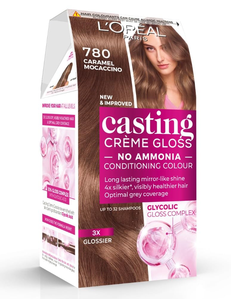 L’Oréal Paris Casting Crème Gloss Ammonia Free Semi-Permanent Hair Dye, 780 Caramel Moccaccino