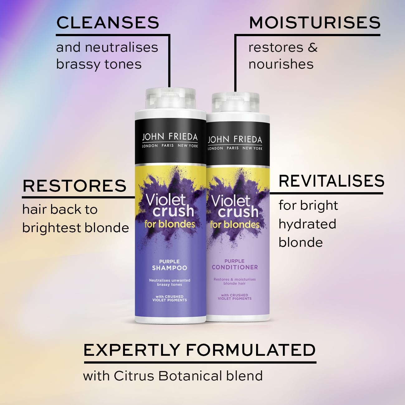 John Frieda Violet Crush Lila Shampoo und Lila Spülung Set, 2 x