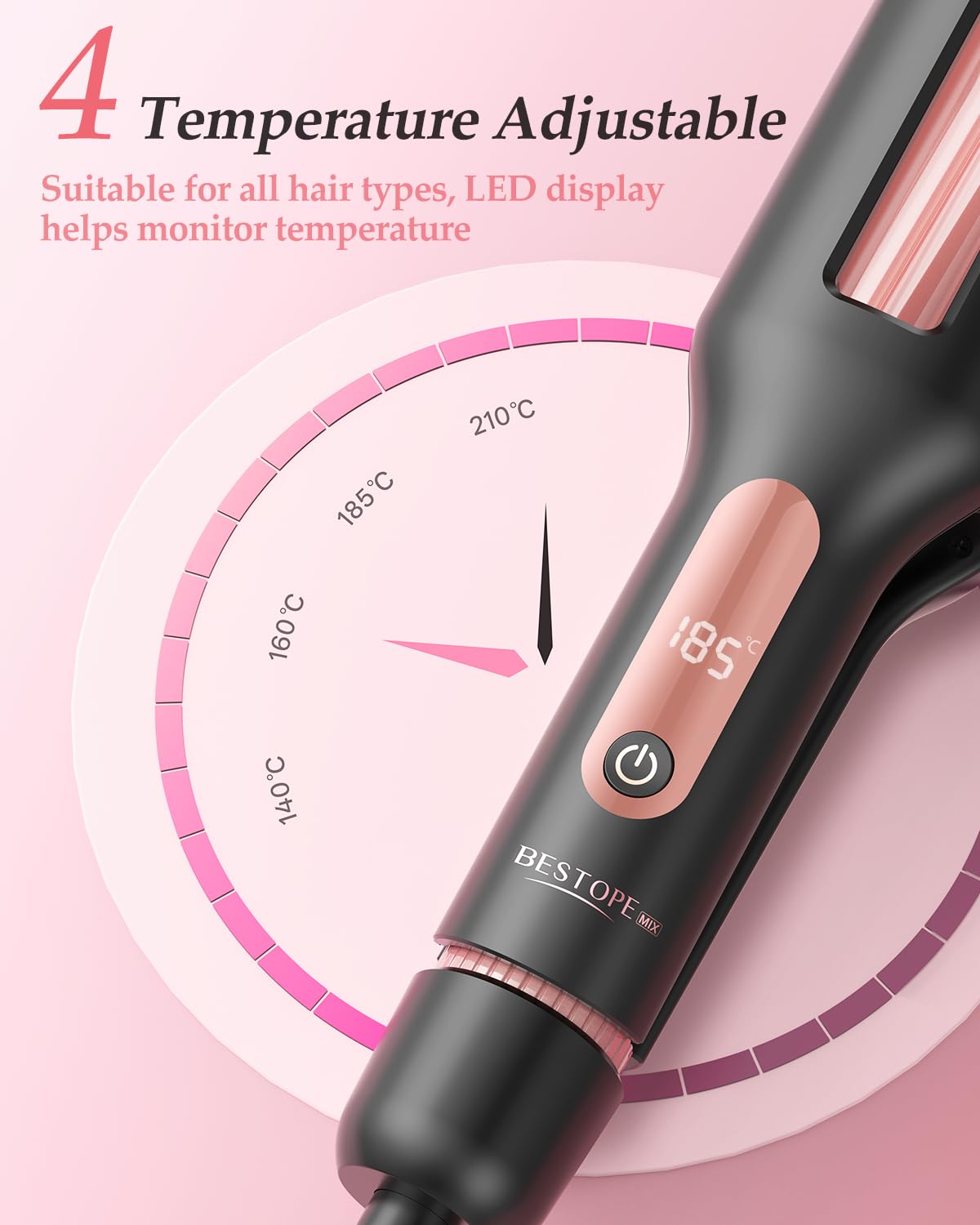 BESTOPE MIX 4-In-1 Adjustable Wave Curling Iron - 22/25/32/38mm Ionic Beach Waver 7