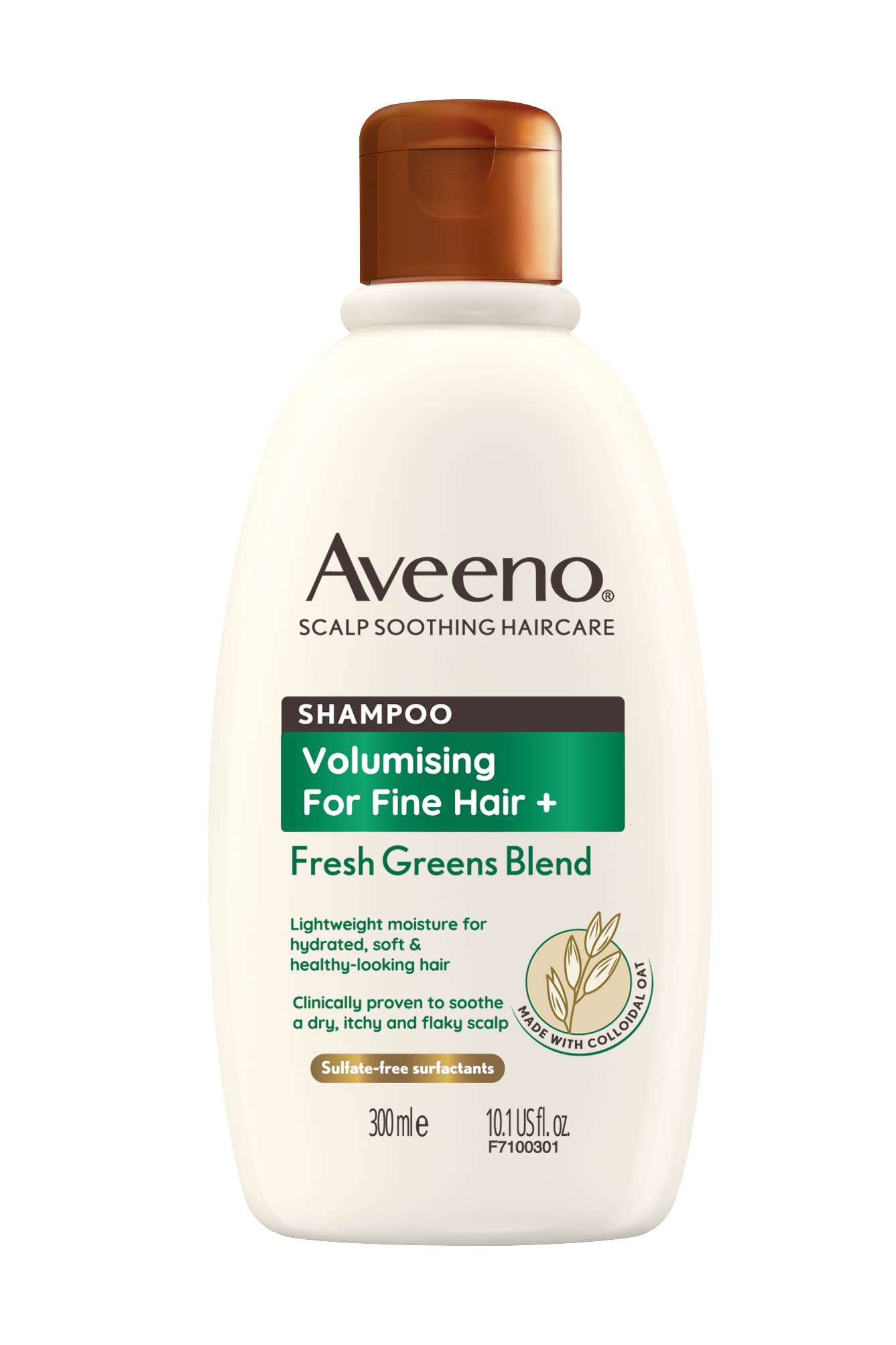 Aveeno Scalp Soothing Haircare Volumising Shampoo, Fresh Green Blend, mit kolloidalem Haferextrakt, für feines Haar, beruhigt trockene, juckende und schuppige Kopfhaut, pH-neutral, klinisch getestet, 300 ml