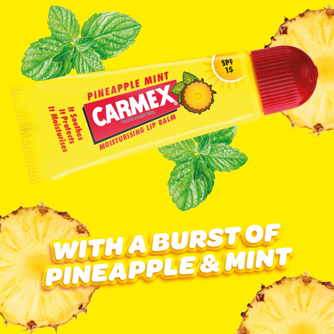 Carmex Moisturising Lip Balm Tube with SPF 15 - Pineapple Mint, 11.6ml 8