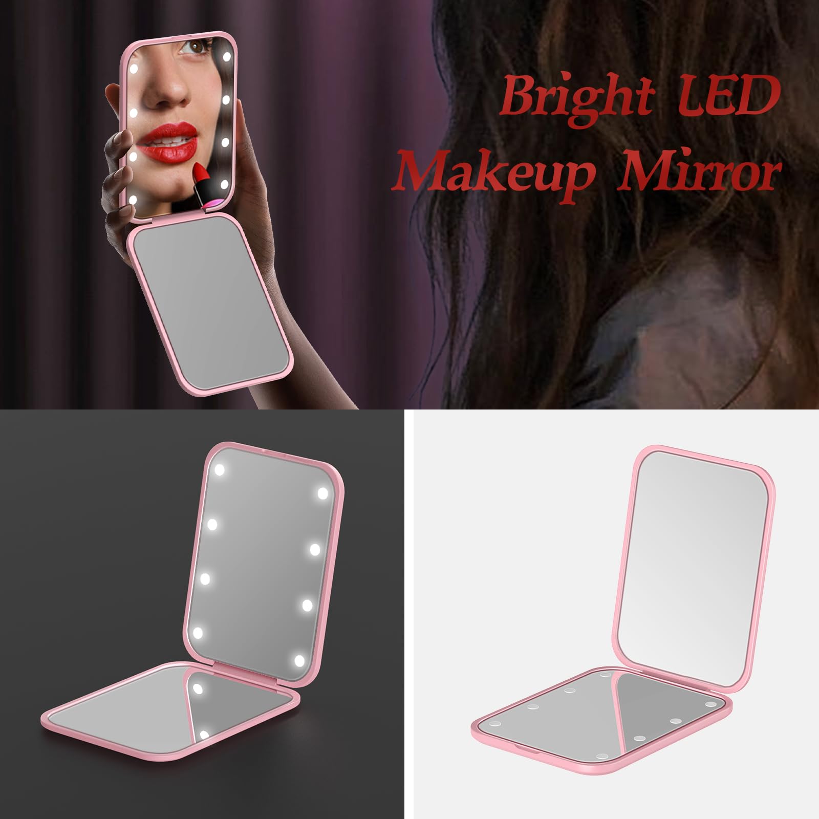 MOXYOY LED Compact Mirror with 1X/3X Magnification for Travel and Makeup
