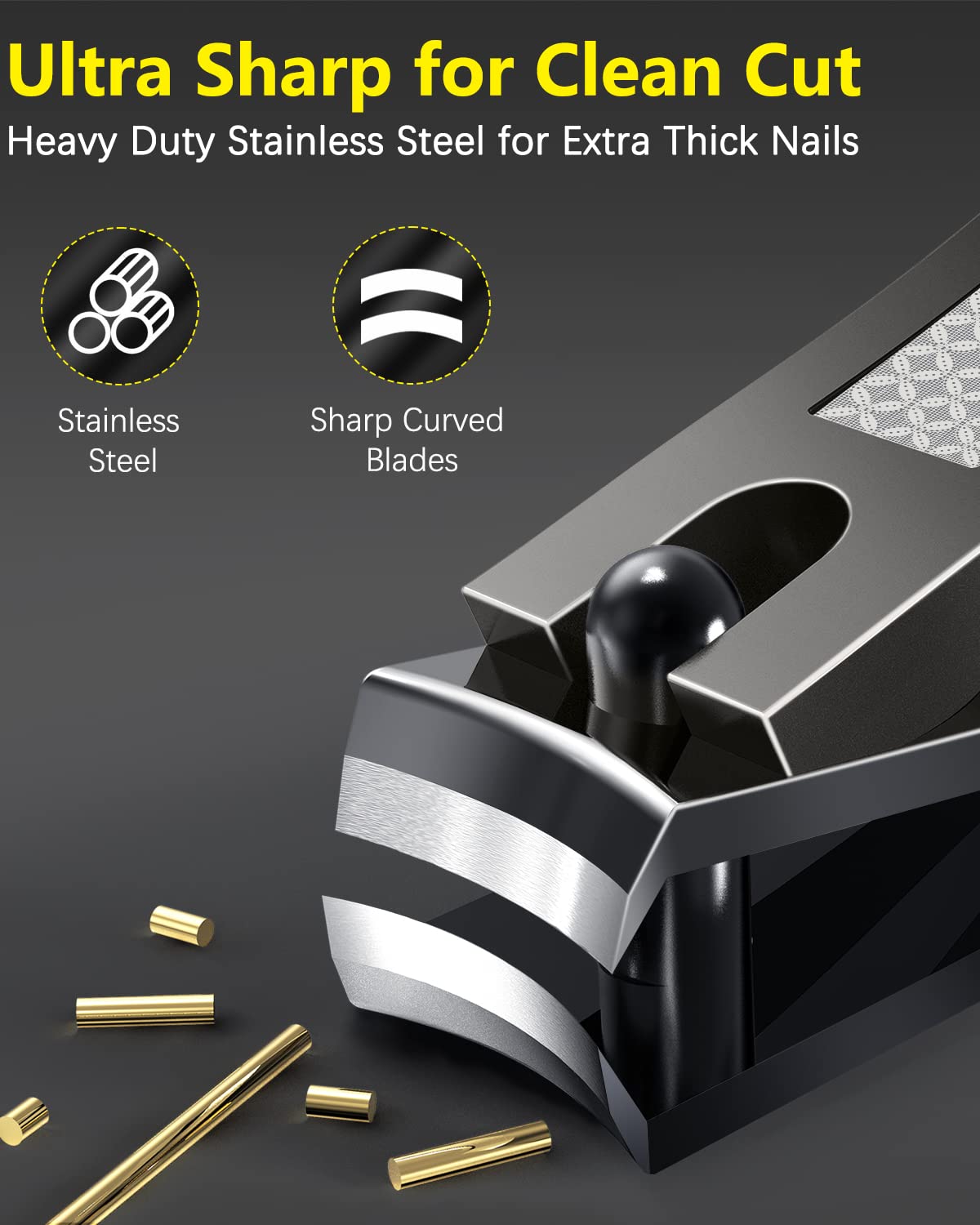 BESTOPE PRO 2PCs Stainless Steel Nail Clipper Set for Fingernails and Toenails 3