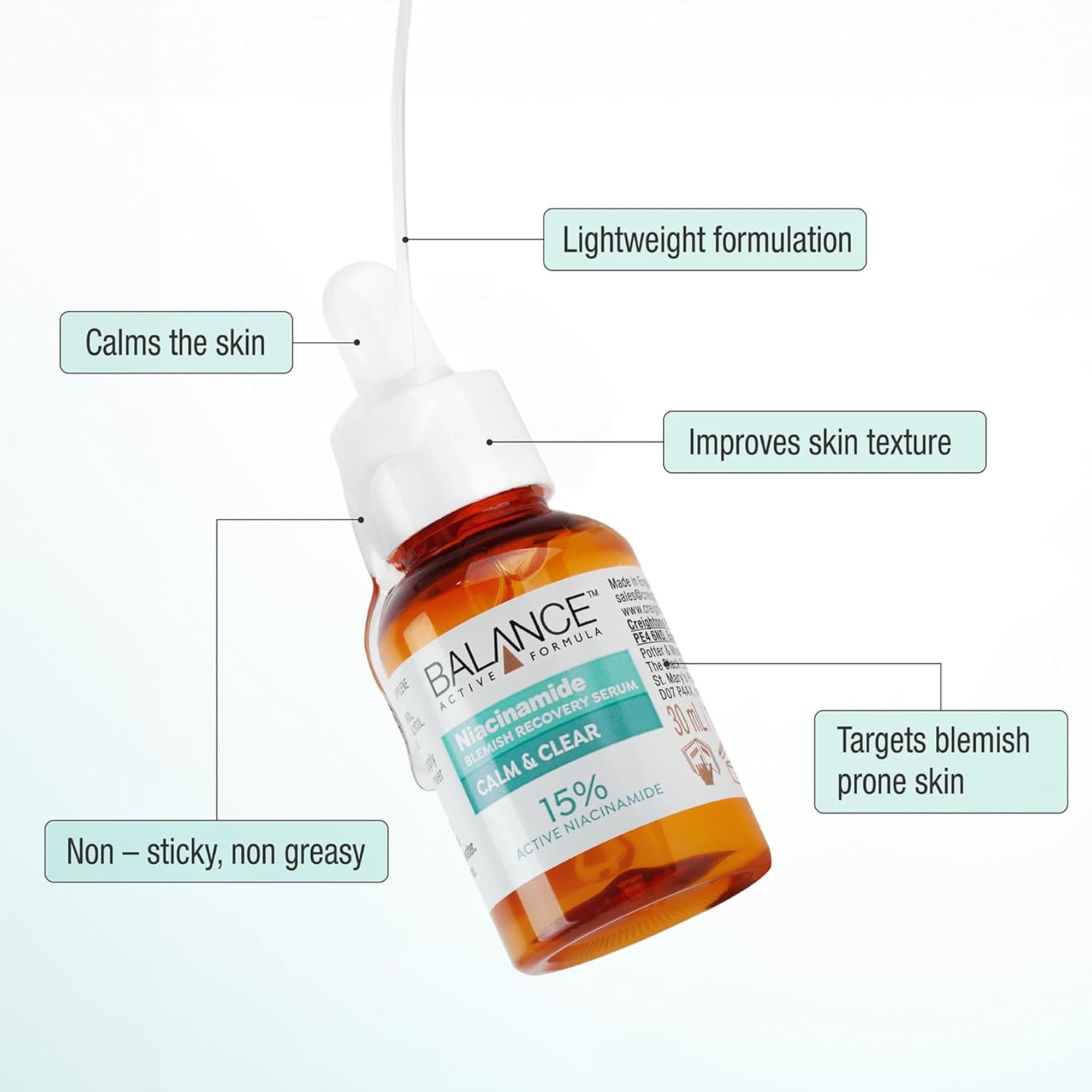 Balance Active Formula 15% Niacinamid Serum zur Bekämpfung von Hautunreinheiten (30 ml) - Enthält 3