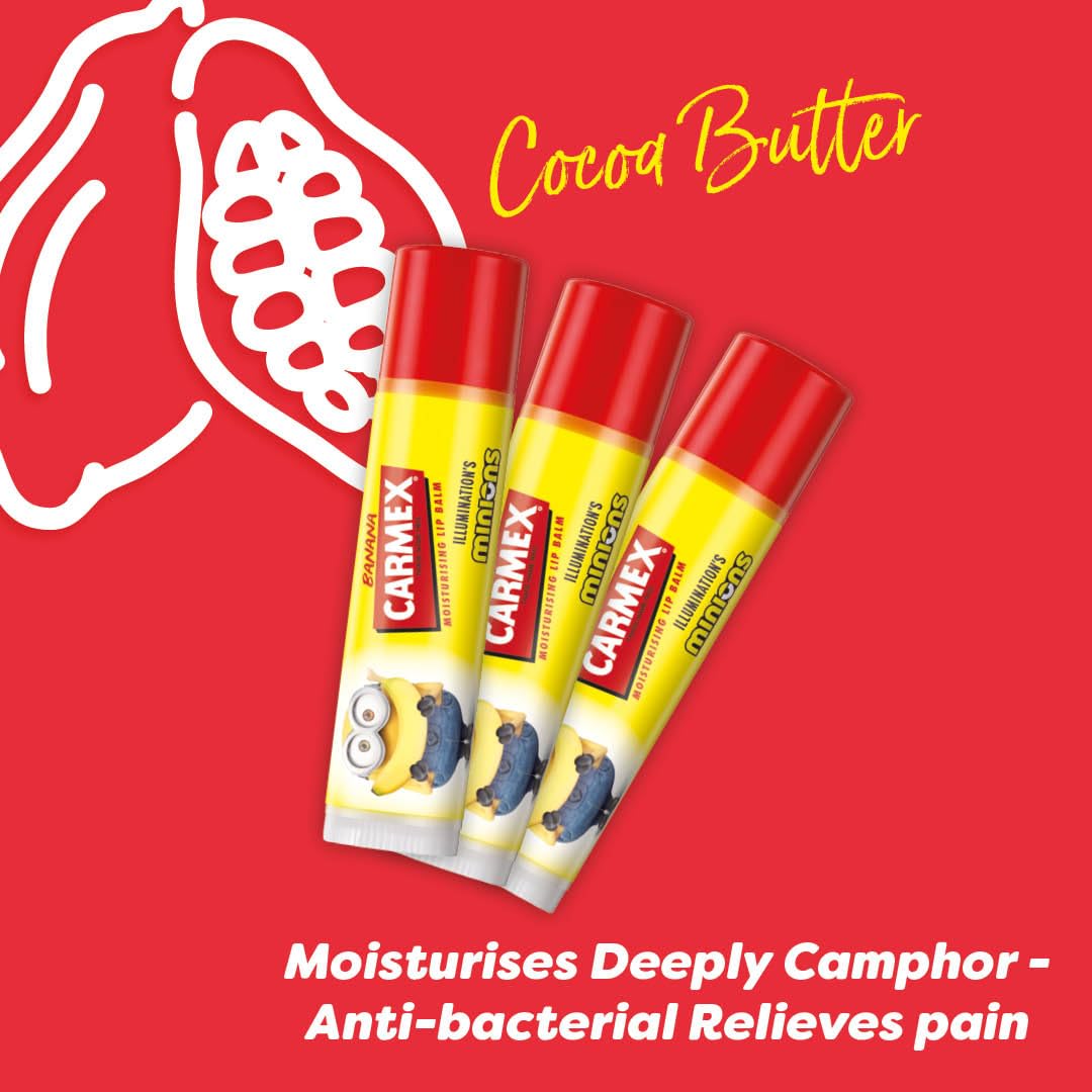 Carmex X Minions Lip Balm Set (3 Pack) with Banana Flavor and SPF 15