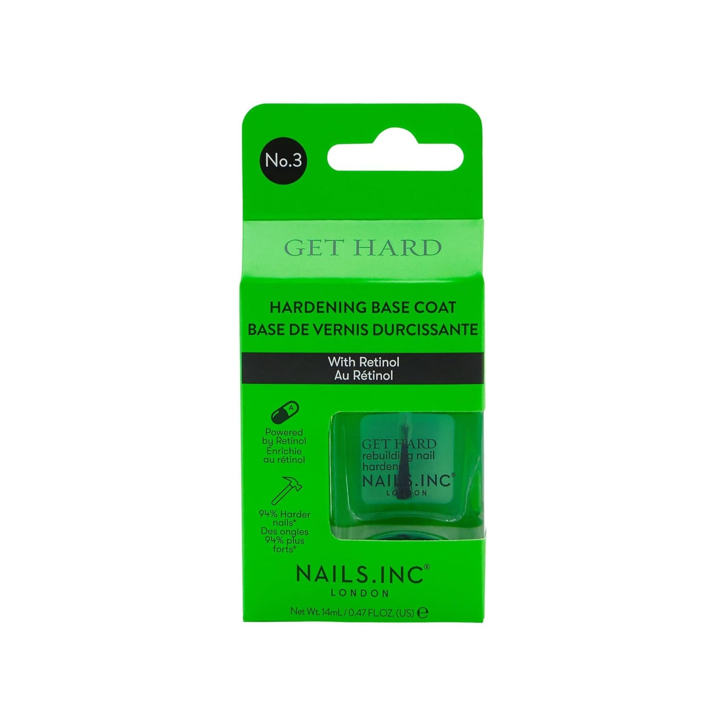 Nails.Inc Get Hard Base Coat: Retinol Infused Hardening Base Coat for Smooth, Chip-Resistant Nails (14ml) 8