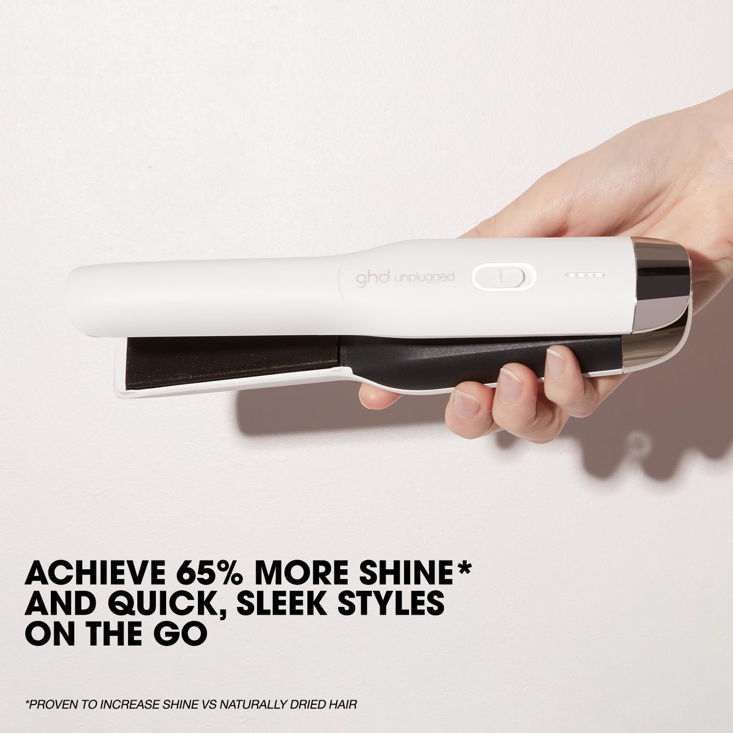 ghd Unplugged Cordless Hair Straightener, White, On the Go Styling, 65% More Shine 9