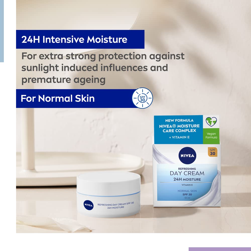 NIVEA Refreshing Day Cream 50ml with SPF 30 Protection and 24 Hour Moisture 7