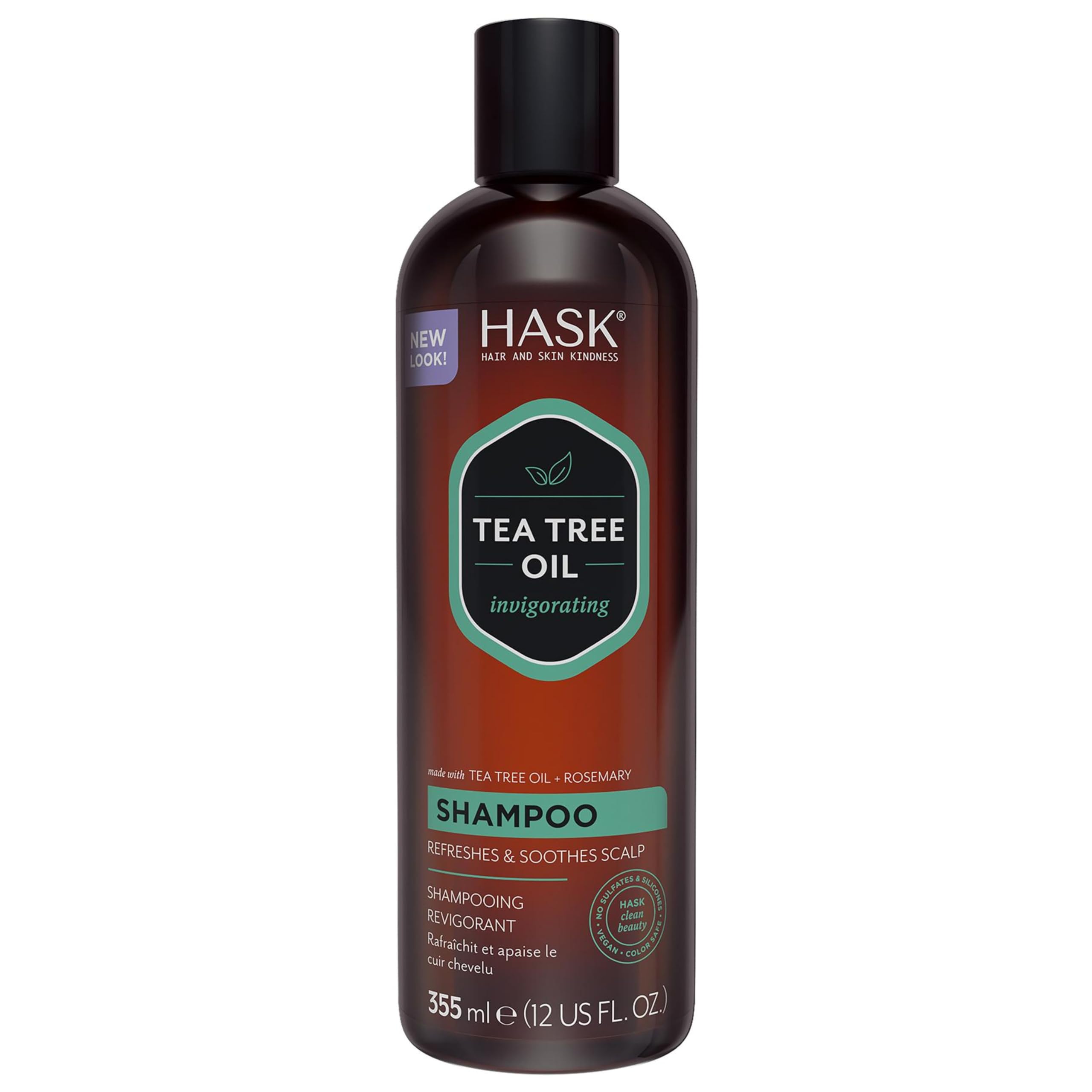 HASK Invigorating Tea Tree Oil Shampoo for All Hair Types, Thickening and Soothing