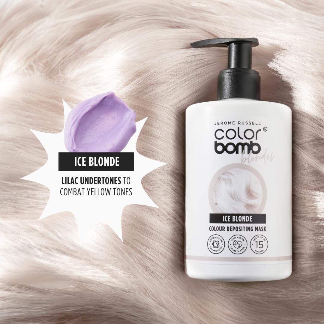 Jerome Russell Colour Bomb Blondes – Farbauffrischende Haarmaske für eisblondes Haar – Pflegende, semi-permanente Farb- und Glanzbehandlung – Vegan, tierversuchsfrei, 300 ml 3