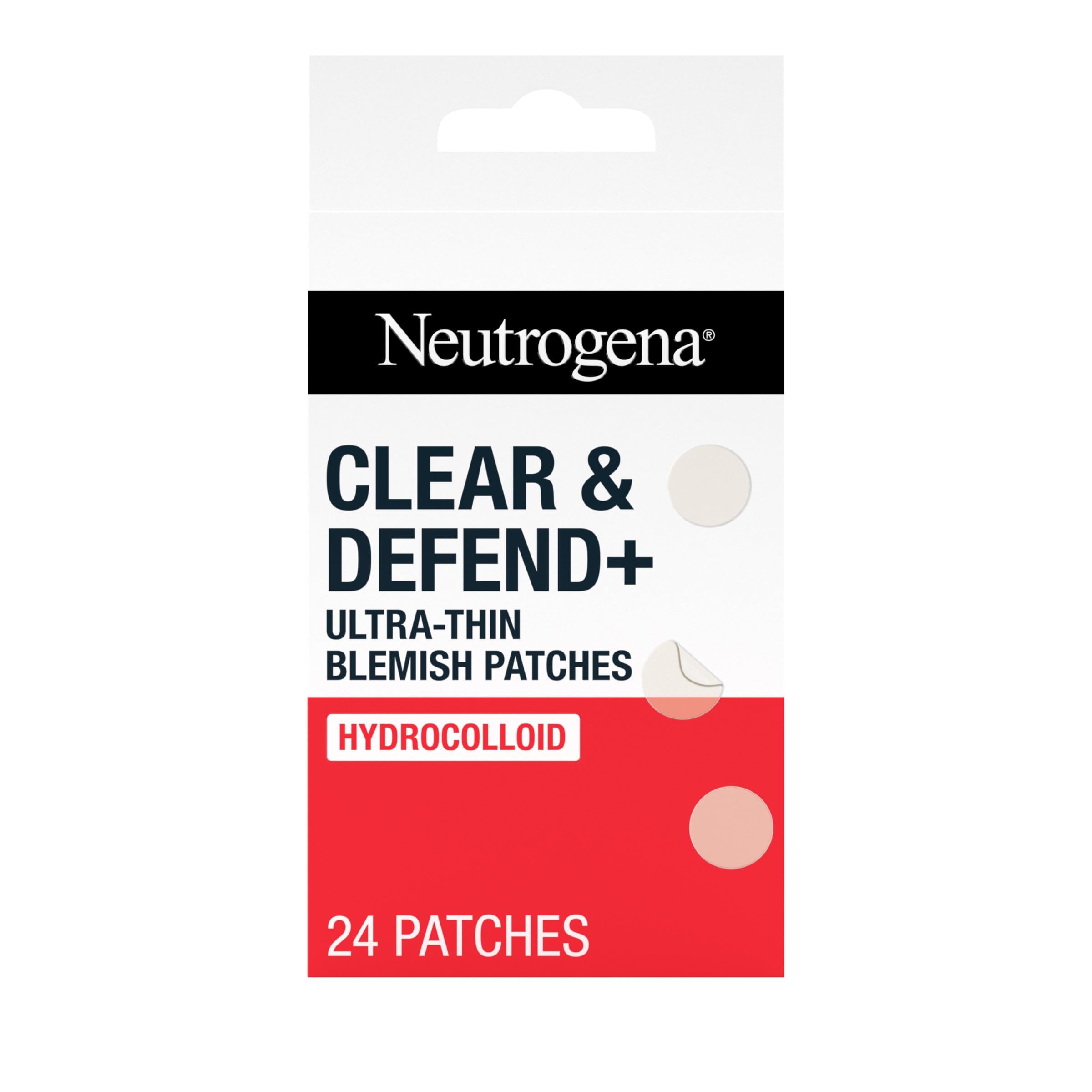 Neutrogena Clear and Defend Ultra-Thin Hydrocolloid Blemish Patches, 24 Count