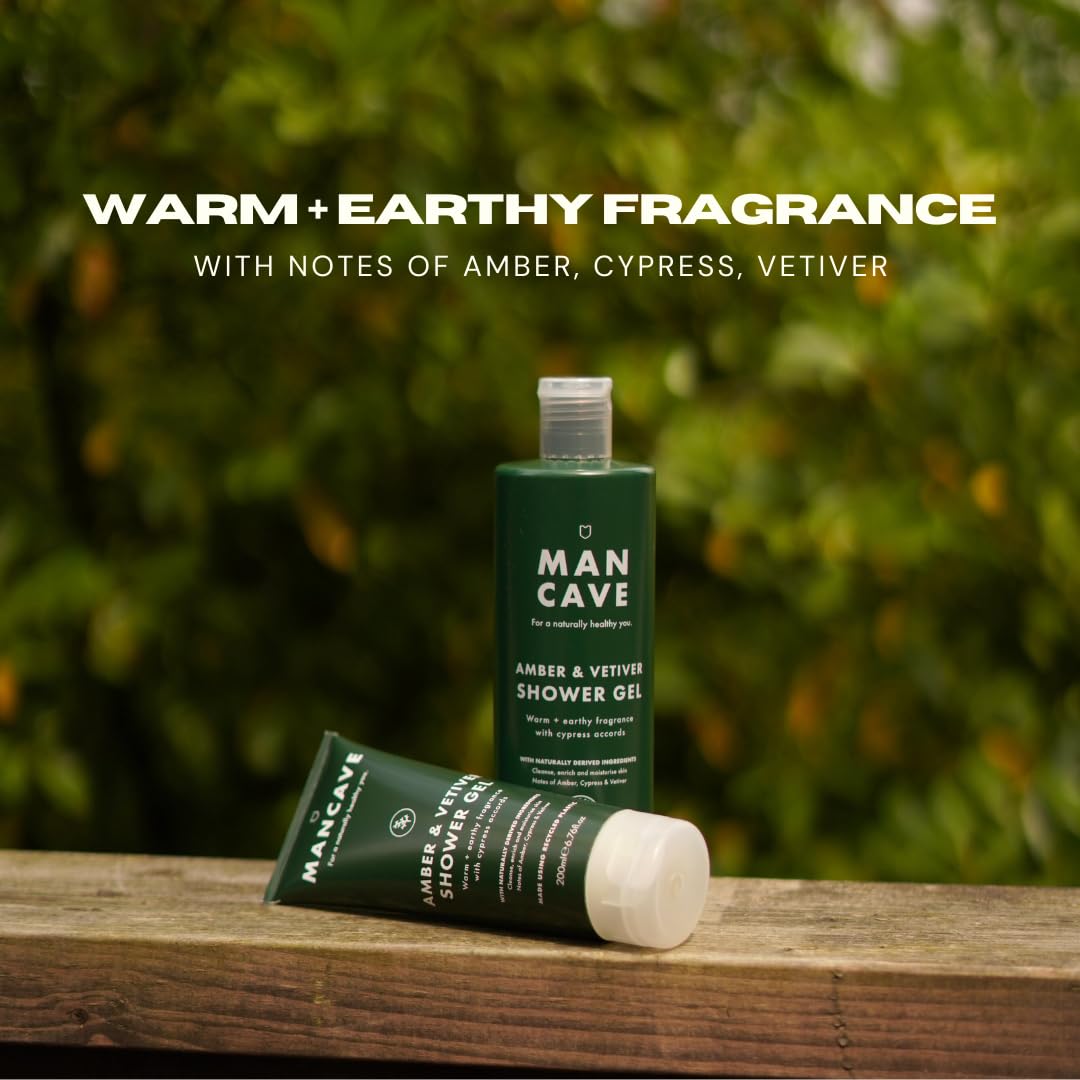 ManCave Amber Vetiver Mens Shower Gel Body Wash 500 ml Natural Ingredients