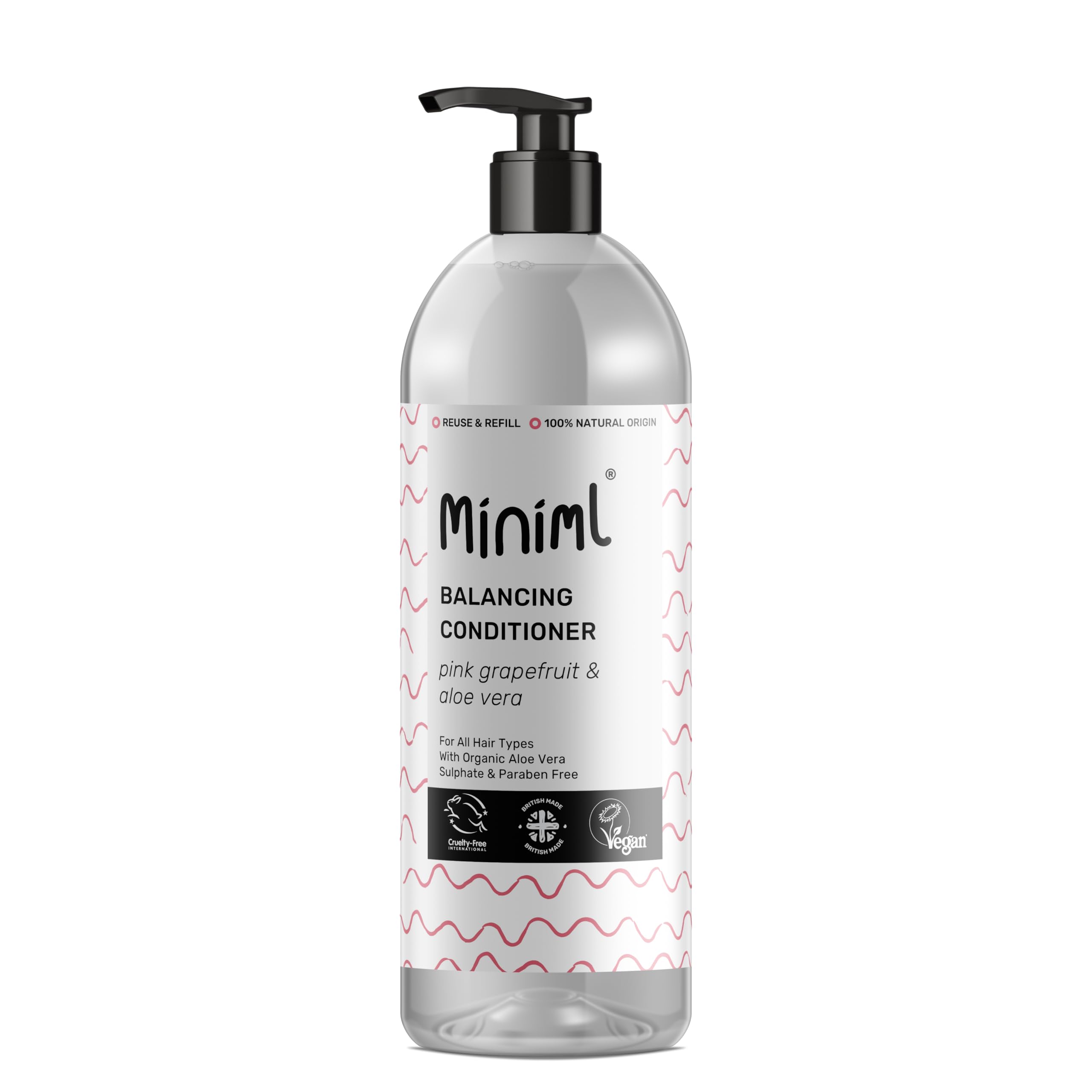Miniml Natural Hair Conditioner 1L Pink Grapefruit & Aloe Vera - Vegan, Cruelty-Free for Sensitive Scalp