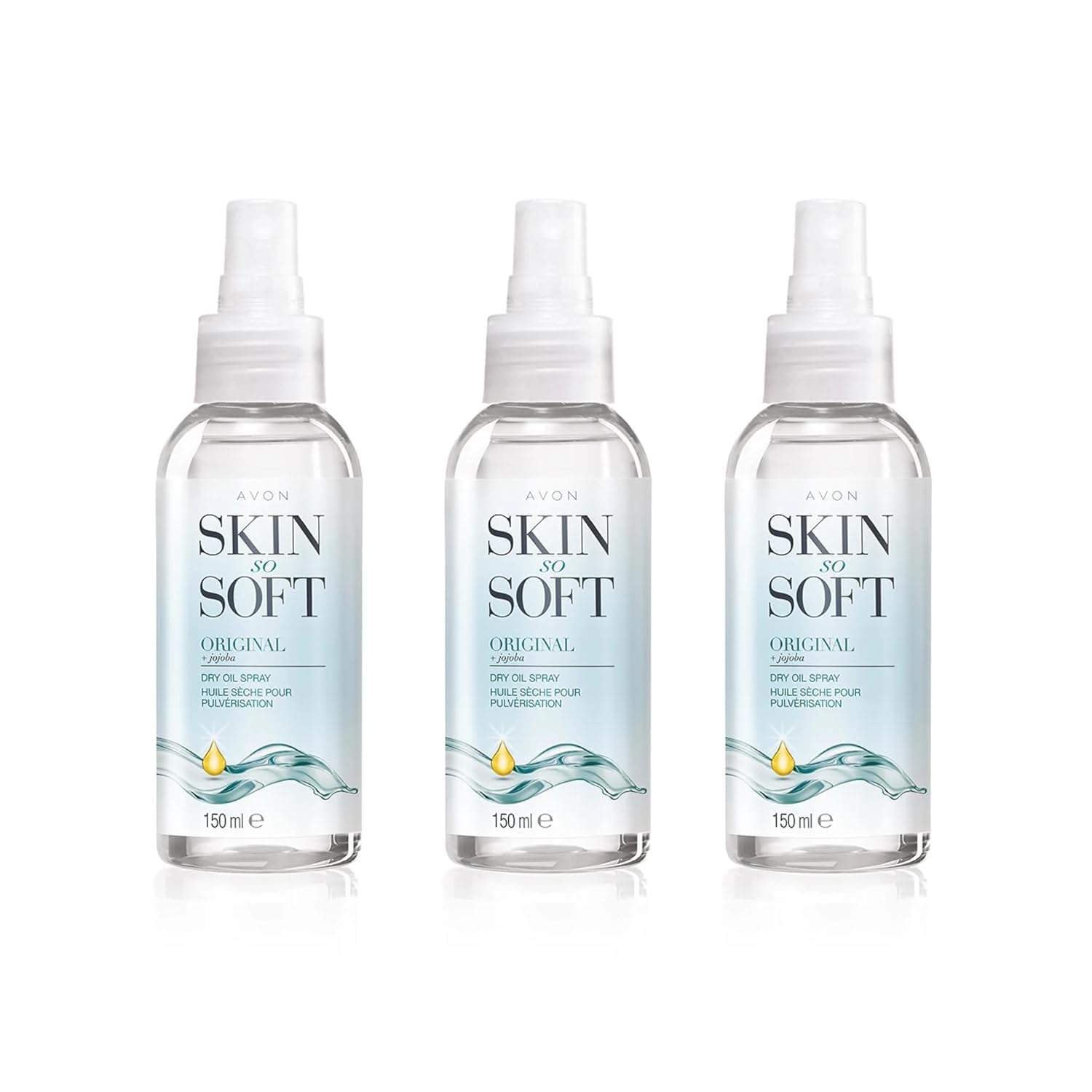 Avon Skin So Soft Dry Oil Spray Trio Pack - Locks in Moisture with Jojoba Oil