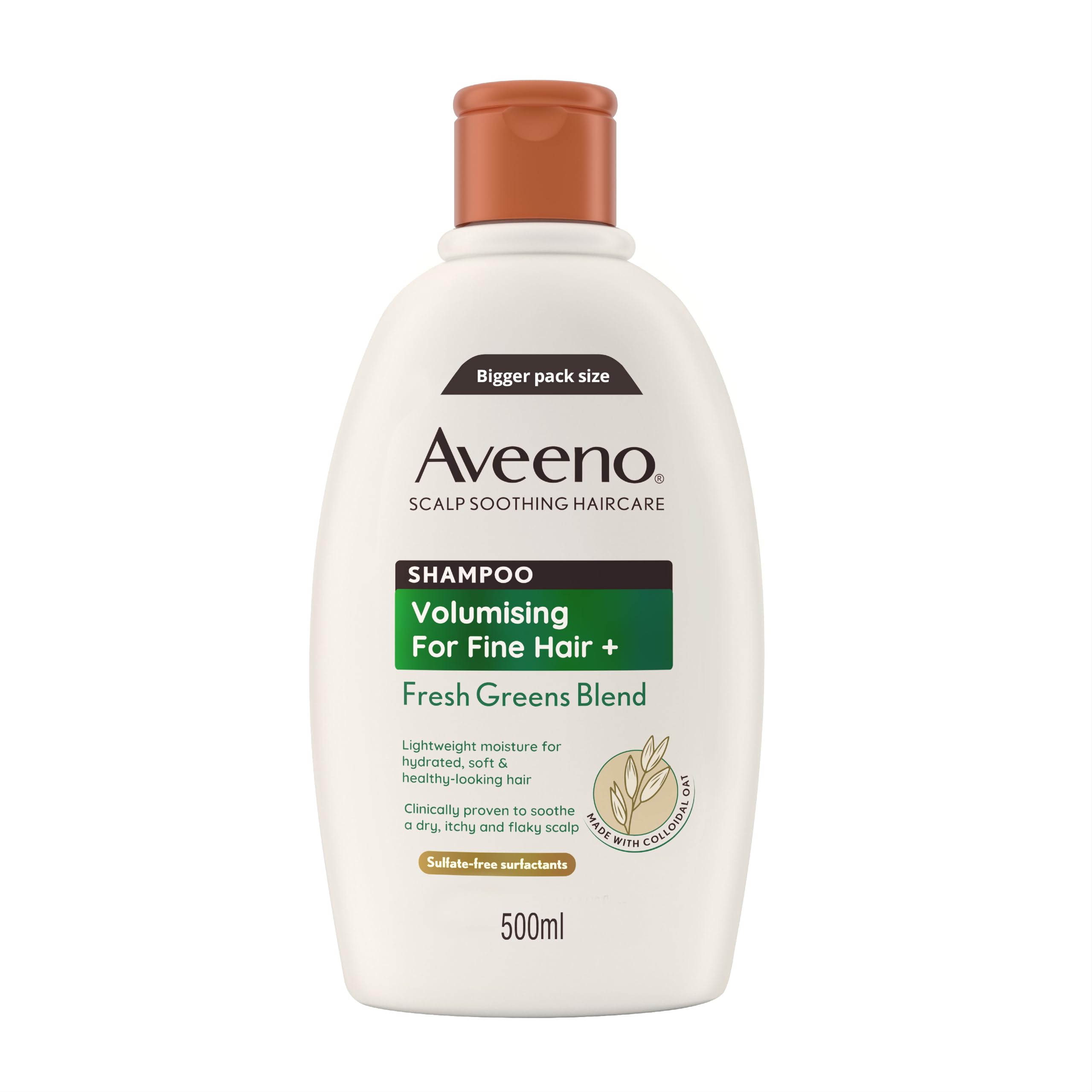 Aveeno Scalp Soothing Volumising Shampoo, Fresh Green Blend, 500ml