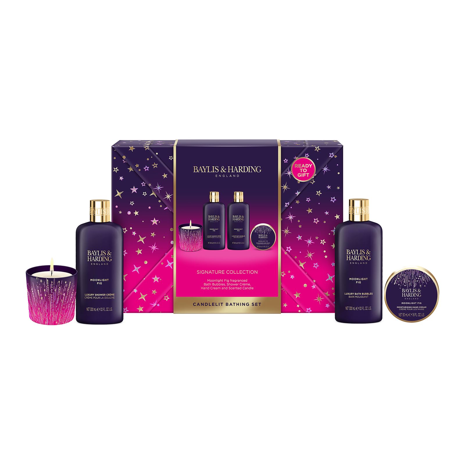 Baylis & Harding Moonlight Fig Candlelit Bathing Gift Set - Vegan Friendly