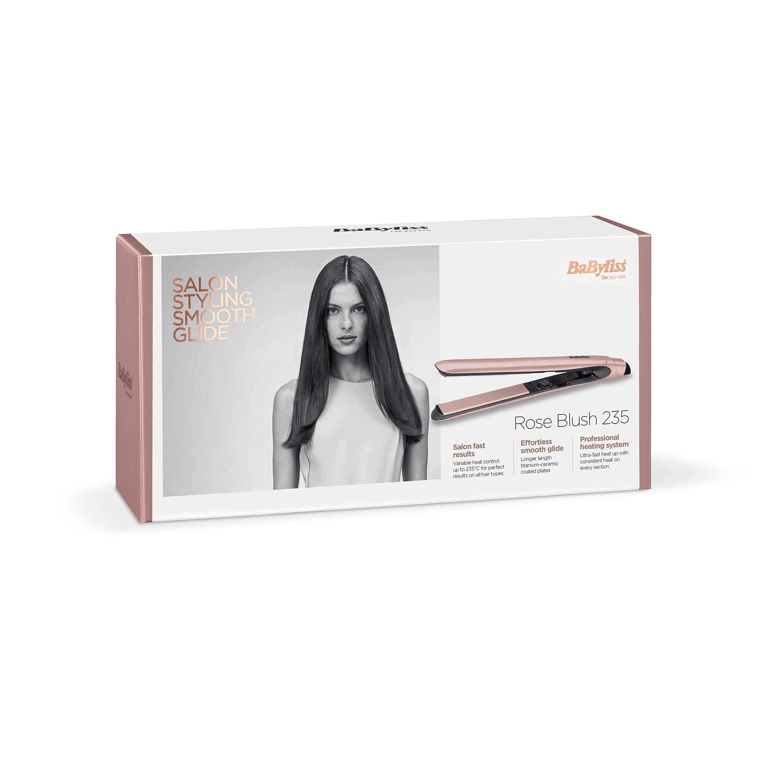 BaByliss Rose Blush 235C Hair Straighteners with Titanium Ceramic Plates 9