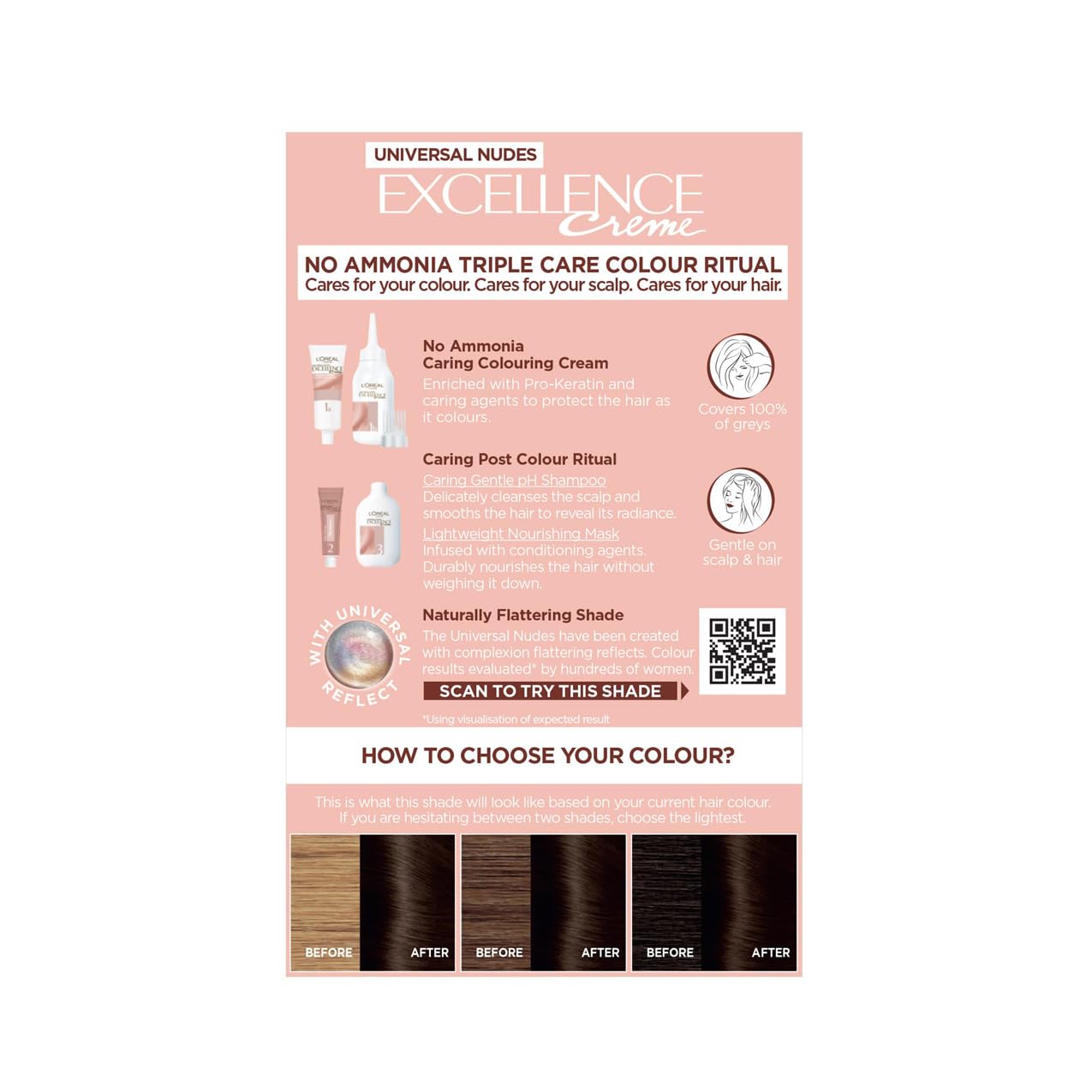 L'Oréal Paris Excellence Universal Nudes Hair Colour 3U Universal Dark Brown - Ammonia-Free, Triple Care 2