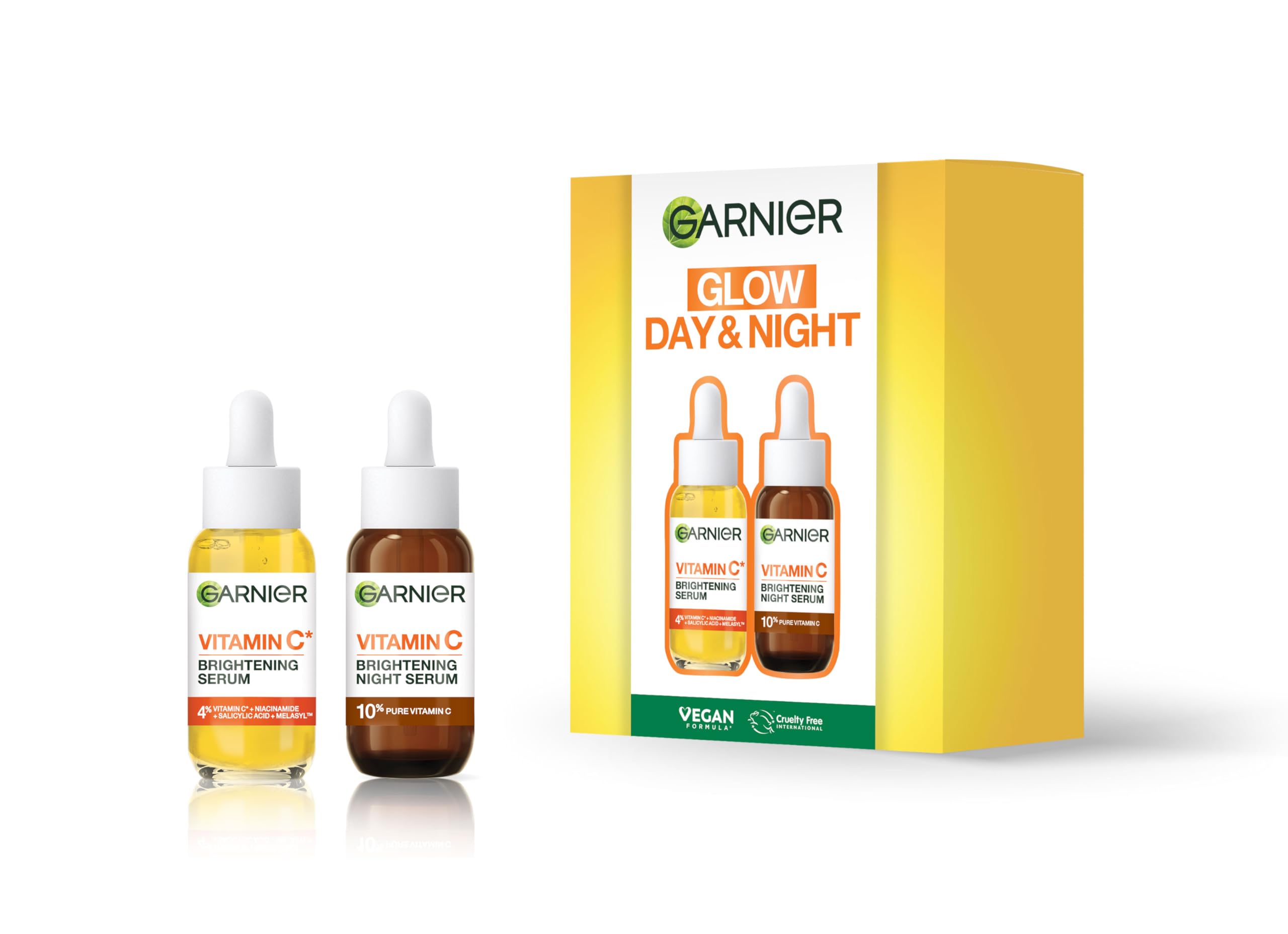 Garnier Vitamin C Day & Night Face Serum Gift Set - Brightens Skin & Reduces Dark Spots