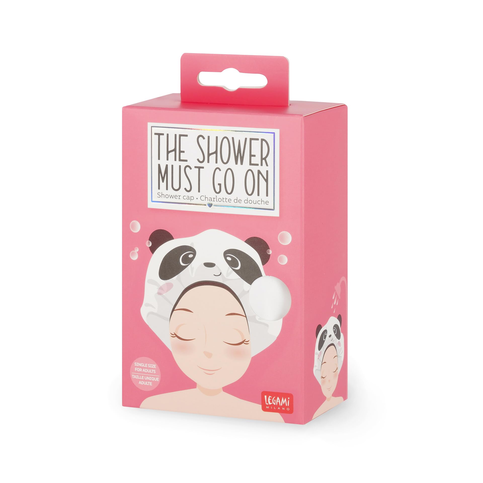 LEGAMI The Shower Must Go On Reusable Waterproof Panda Shower Cap with Elastic Edge 6