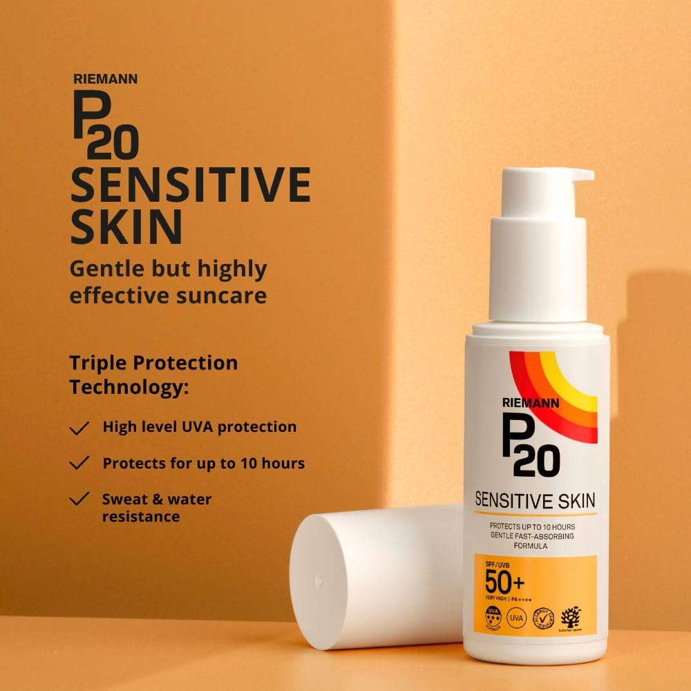 P20 SPF50+ Sensitive Sun Cream 100 ml - Dermatologically Tested, Very Water Resistant