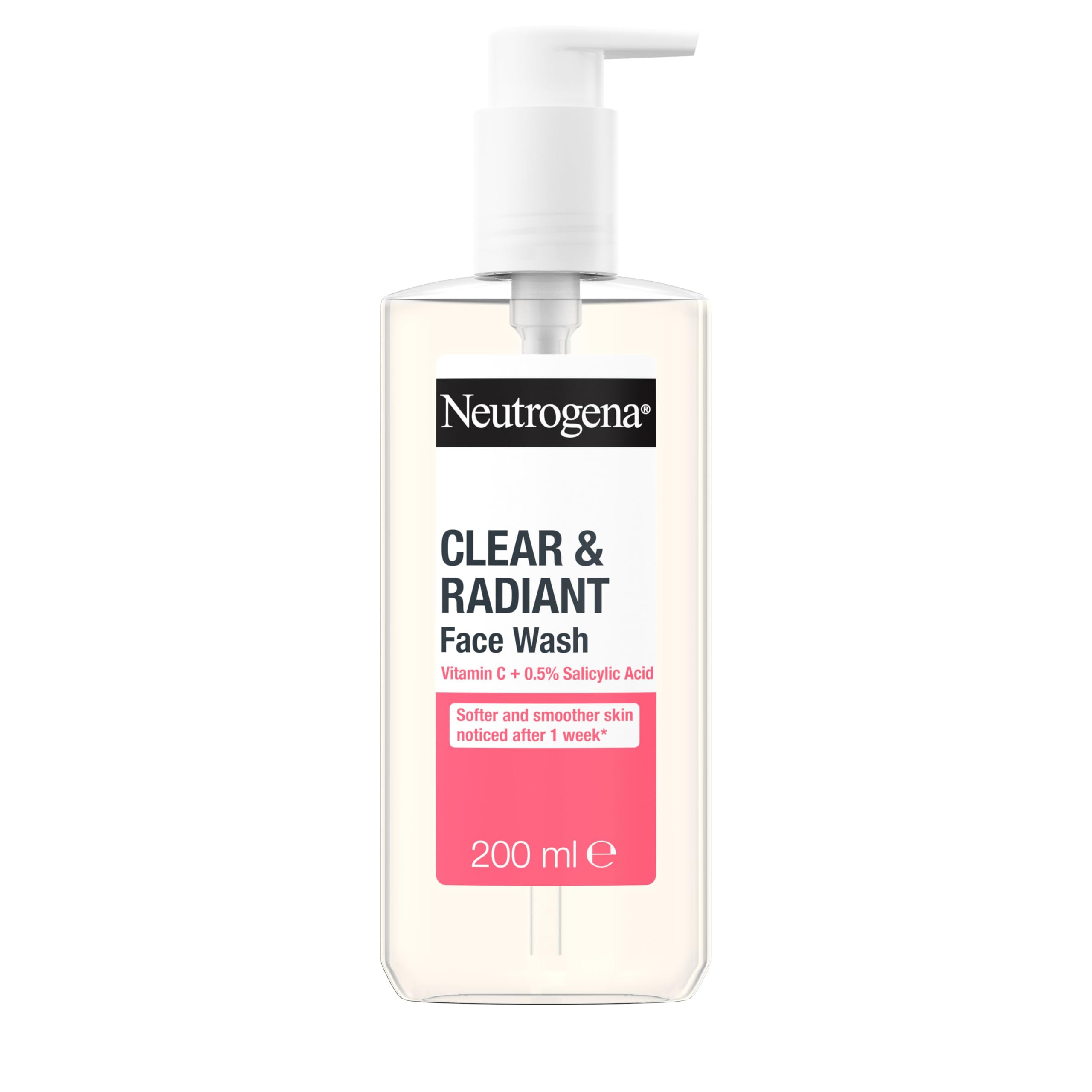 Neutrogena Clear & Radiant Facial Wash with Vitamin C & Pink Grapefruit for Normal Skin, 200ml