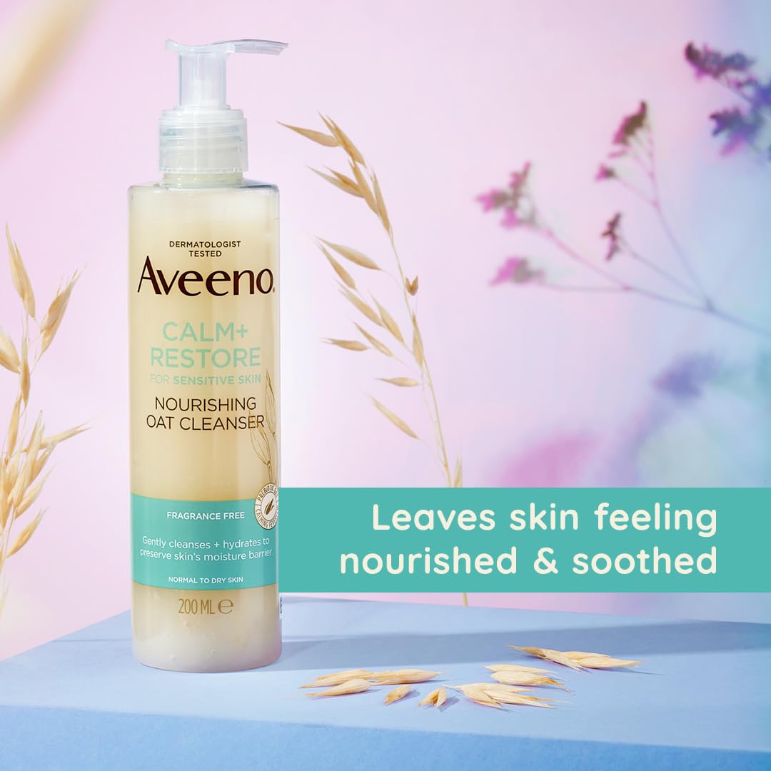 Aveeno Face Calm+Restore Nourishing Oat Cleanser for Dry, Sensitive Skin (200ml) 4