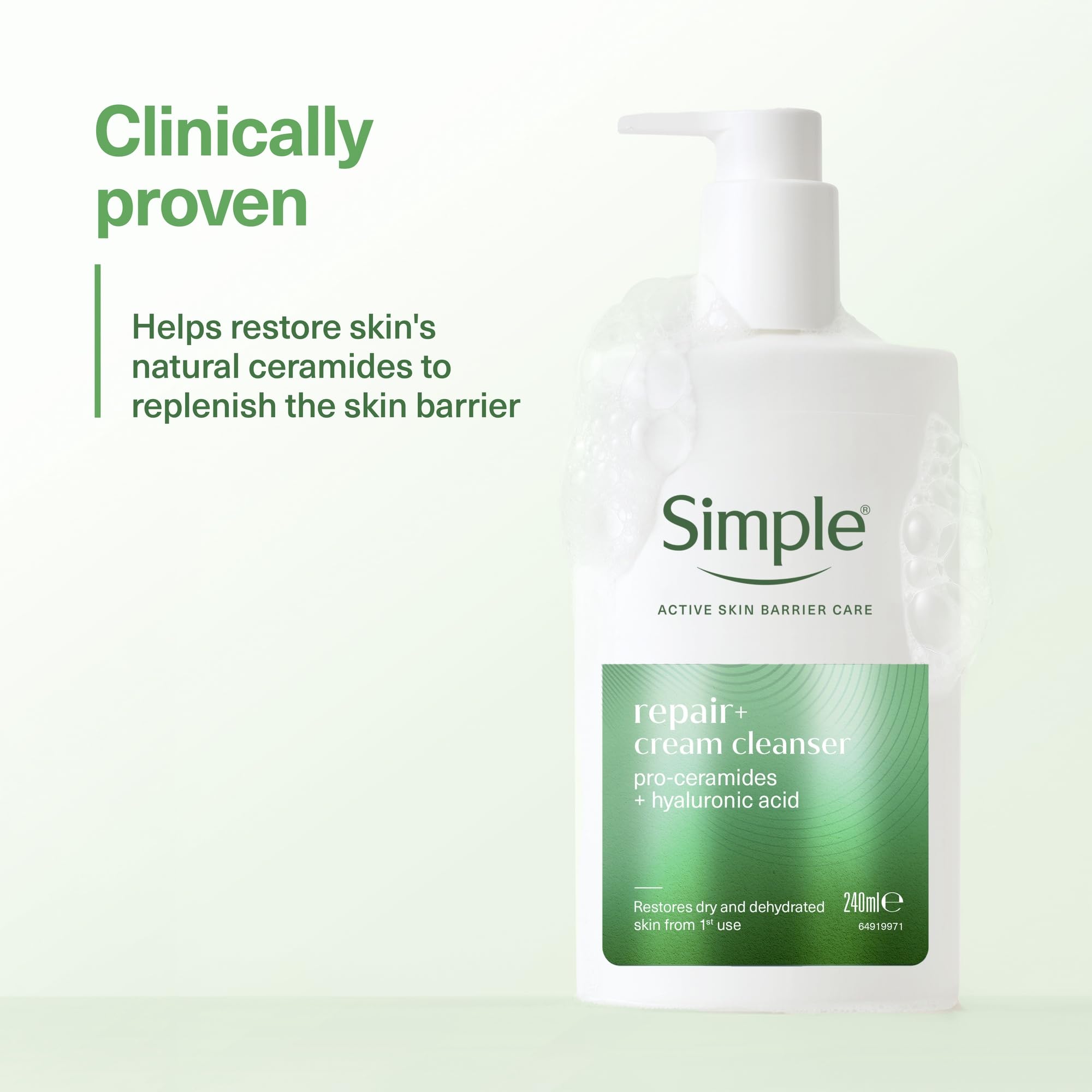 Simple Repair+ Facial Cleanser with Pro-Ceramides & Hyaluronic Acid for Dry Skin 5