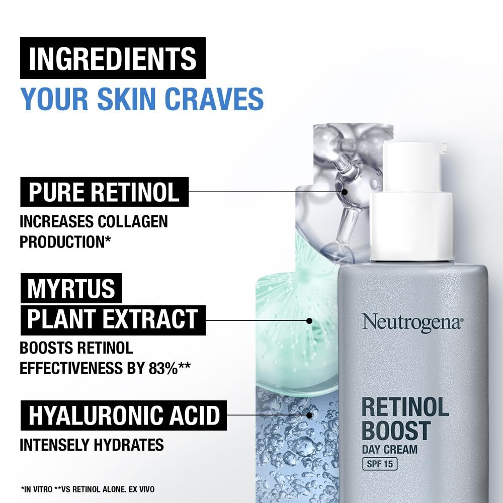 Neutrogena Retinol Boost Day Face Cream SPF 15 with Hyaluronic Acid, 50ml 4