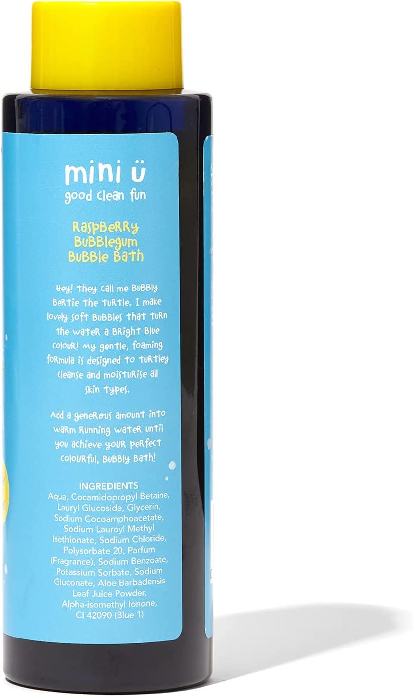 Mini U Raspberry Bubblegum Bubble Bath Blue - UK Made, Naturally Derived, Vegan & Cruelty Free
