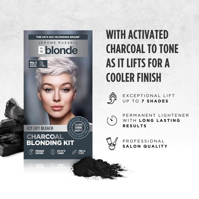Jerome Russell Bblonde Charcoal Blonding Kit – Toning Bleach Light Up toning Up to 7