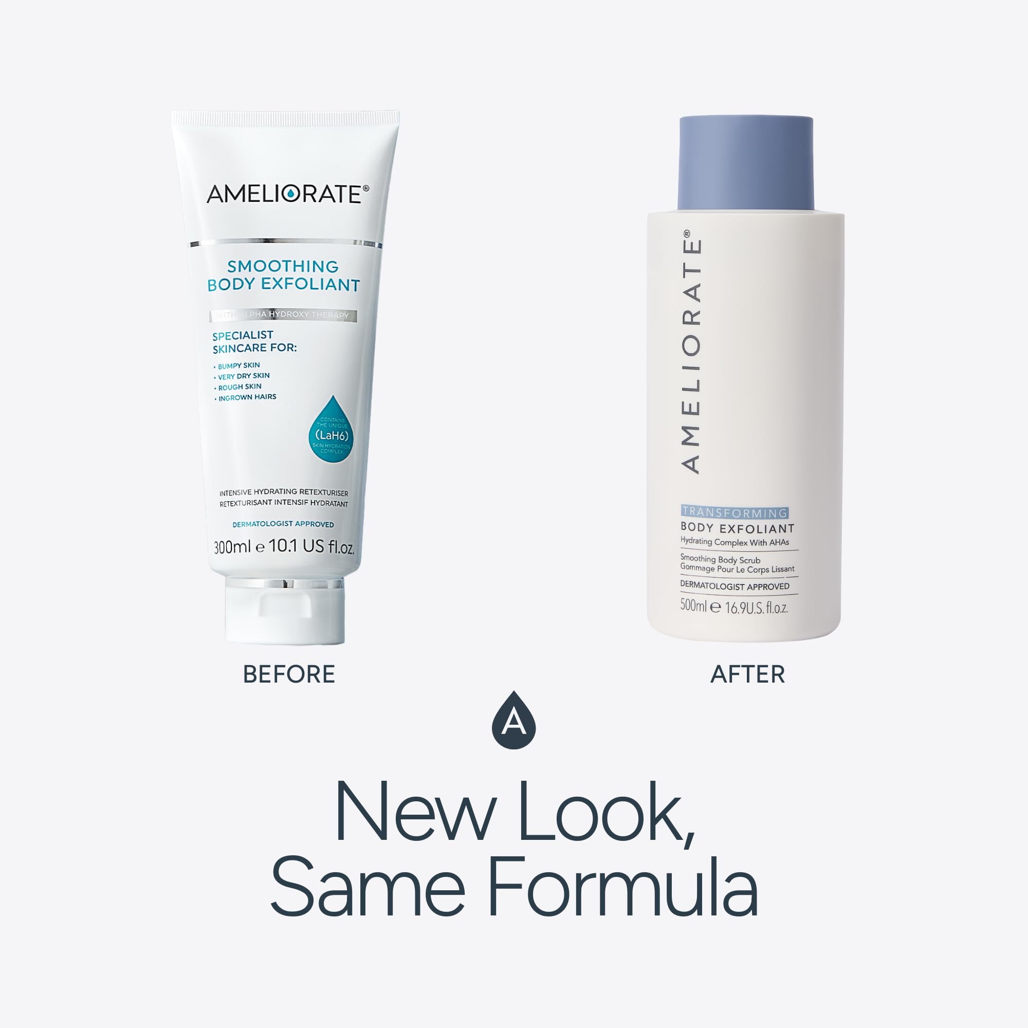 AMELIORATE Transforming Body Exfoliant 500ml for KP, Bumpy & Dry Skin | AHA & Bamboo Scrub 6