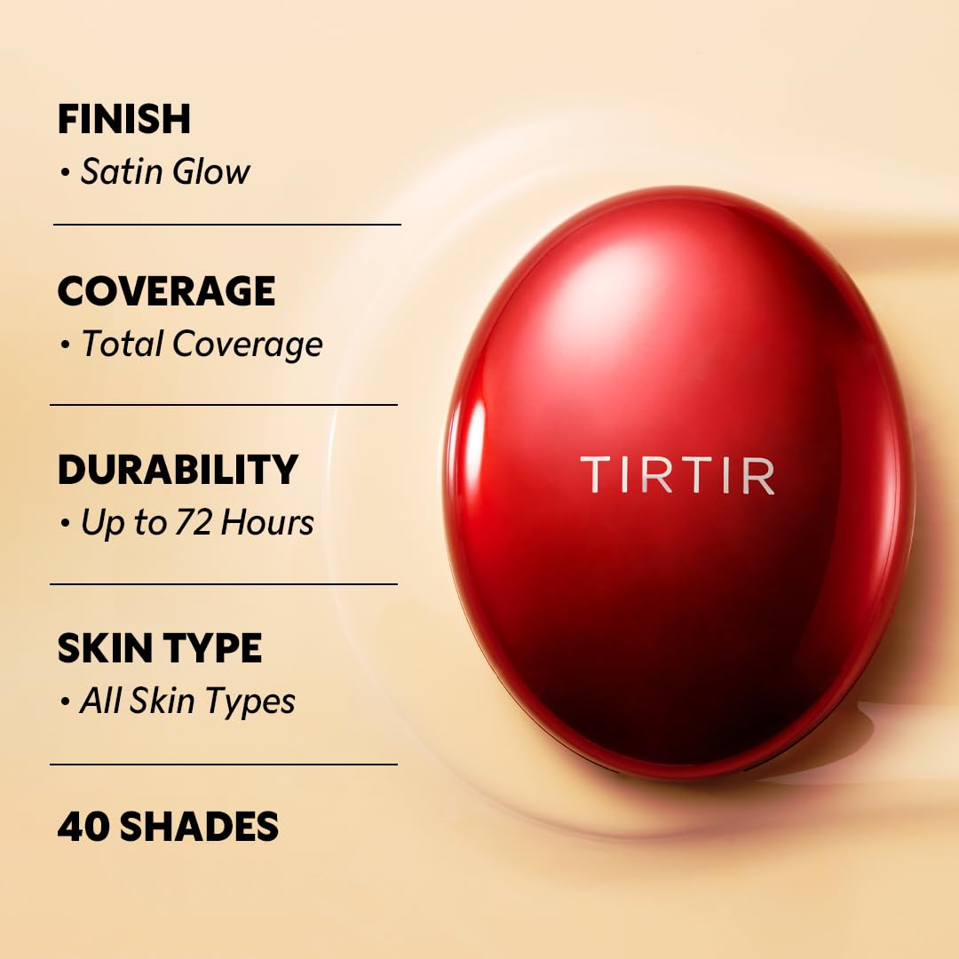 TIRTIR Mask Fit Red Cushion Foundation Mini - Full Coverage, Satin Glow, 72-Hour Wear (#23N Sand) 4