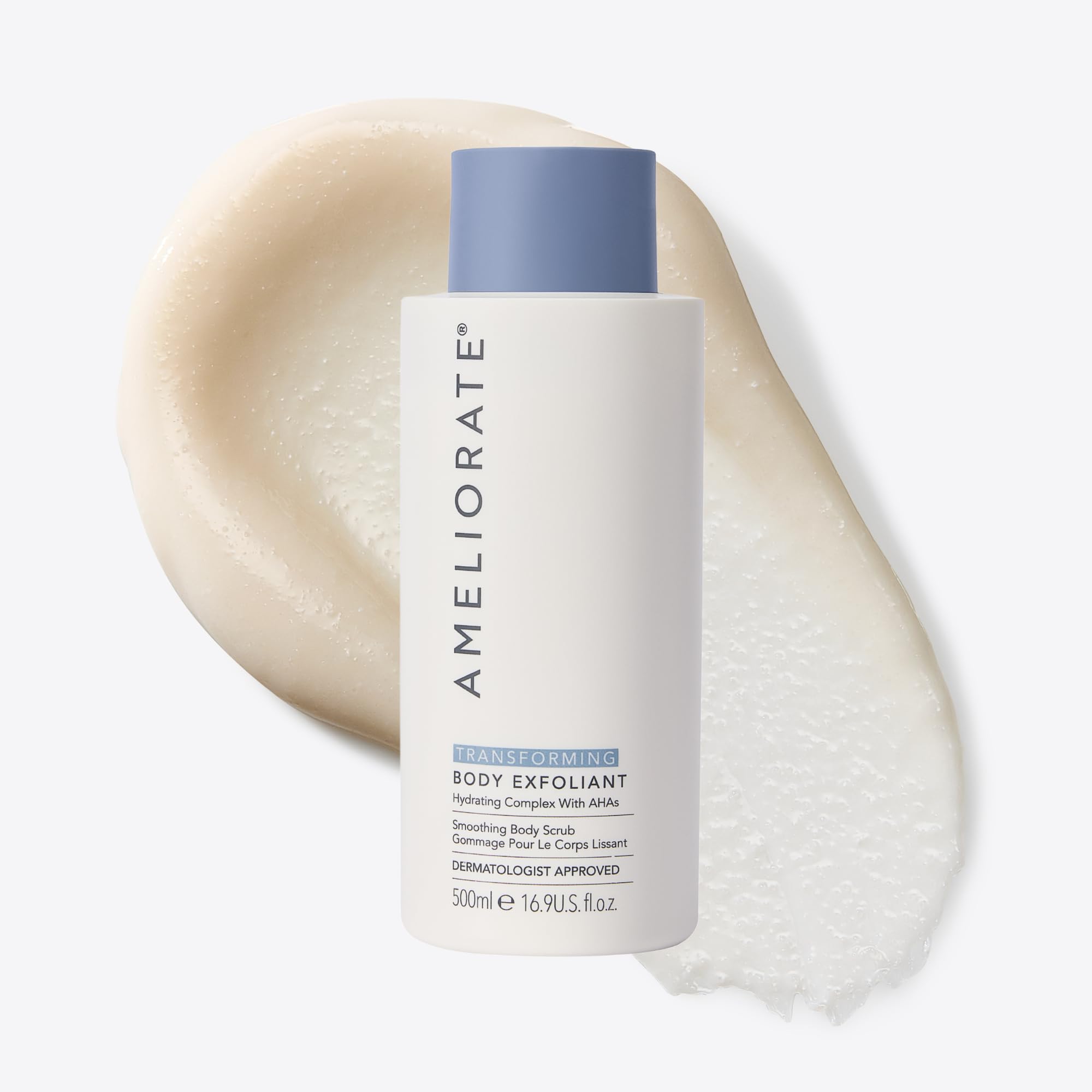 AMELIORATE Transforming Body Exfoliant 500ml for KP, Bumpy & Dry Skin | AHA & Bamboo Scrub