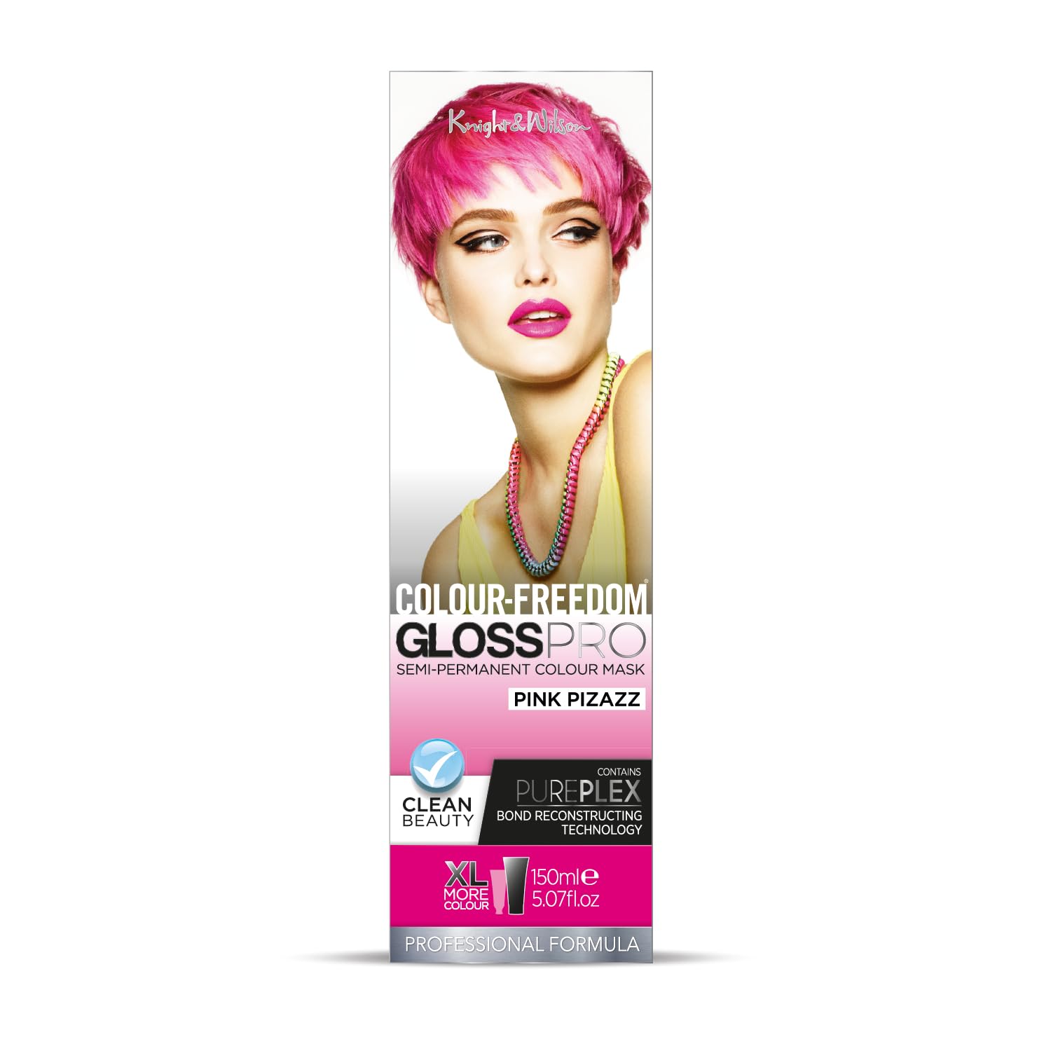Knight & Wilson Colour Freedom Gloss Pro Pink Semi-Permanent Hair Colour Mask 150ml with PurePlex