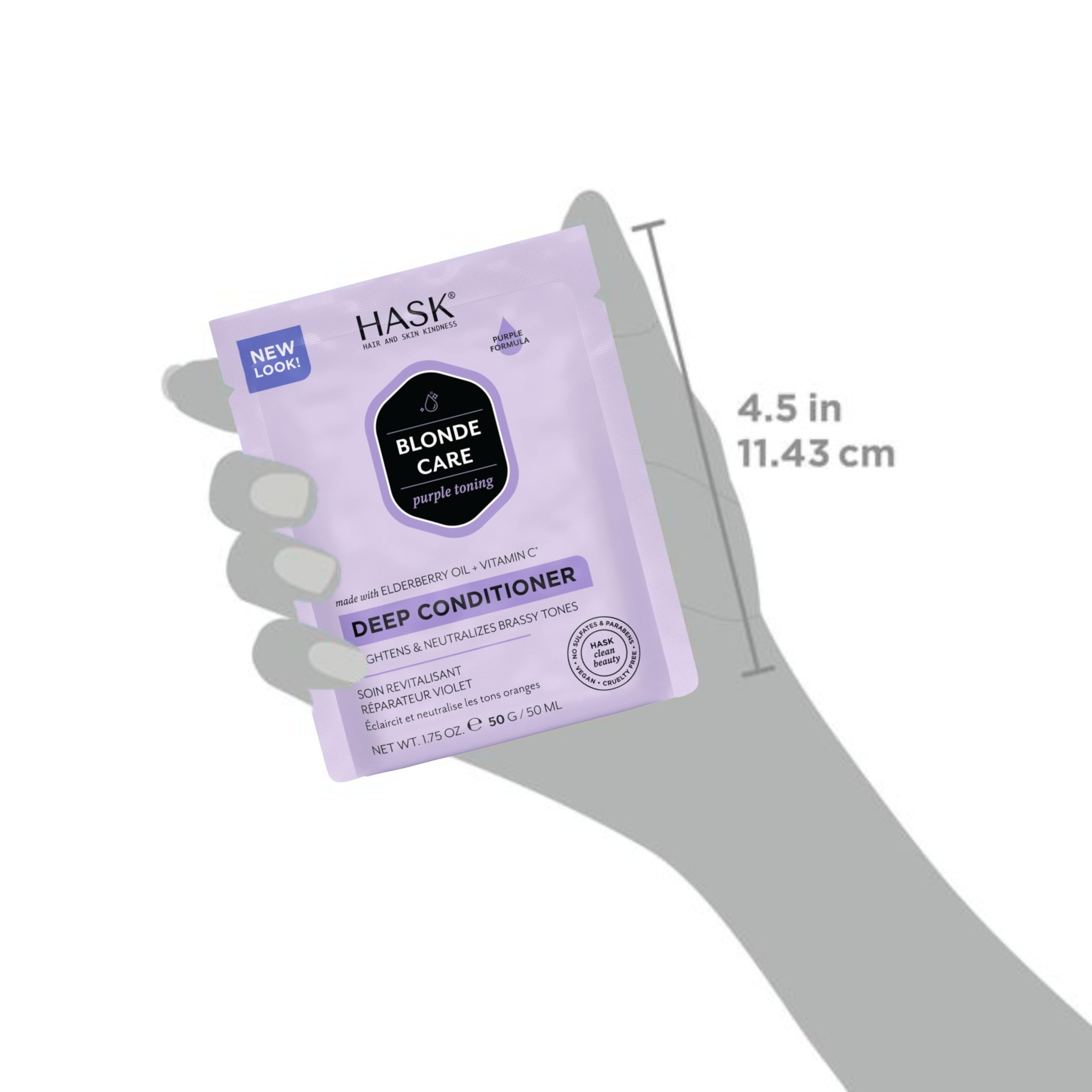 HASK Blonde Care Deep Conditioner Treatment with Elderberry Oil & Vitamin C for Brassy Tones 9