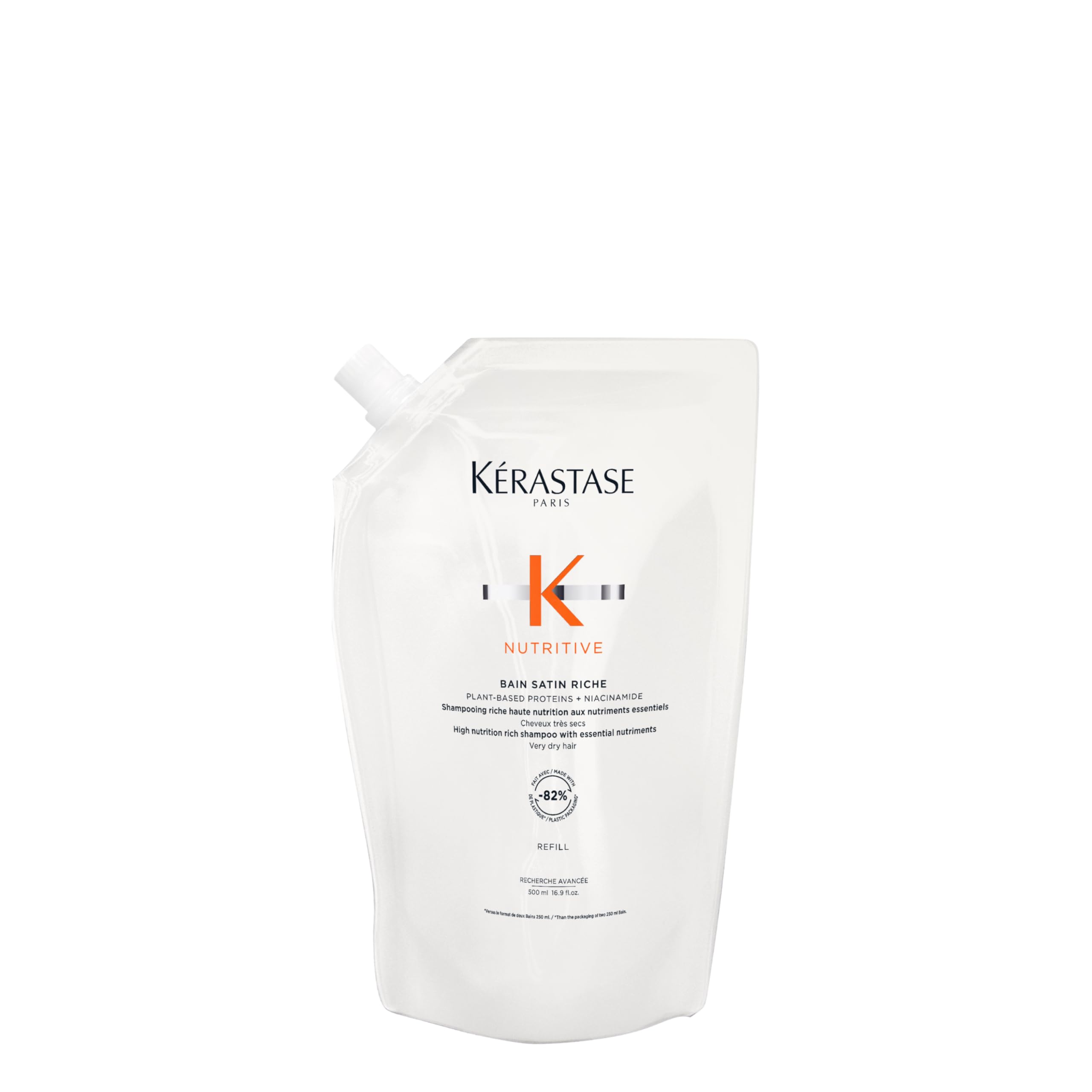 Kérastase Nutritive Bain Satin Gentle Hydrating Shampoo Refill, 500ml, with Niacinamide