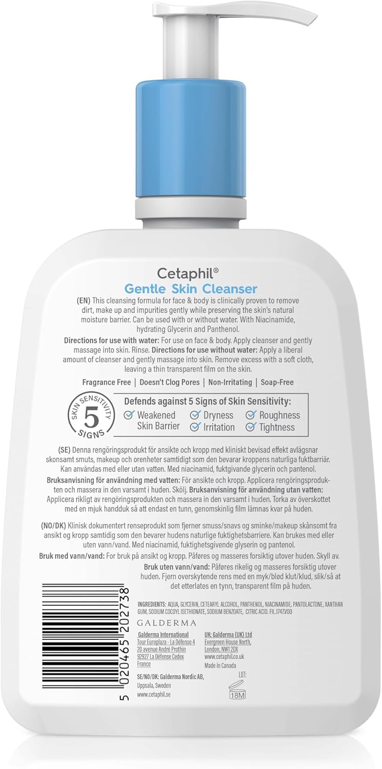 Cetaphil Gentle Skin Cleanser 473ml - Face & Body Wash for Normal to Dry Sensitive Skin 3