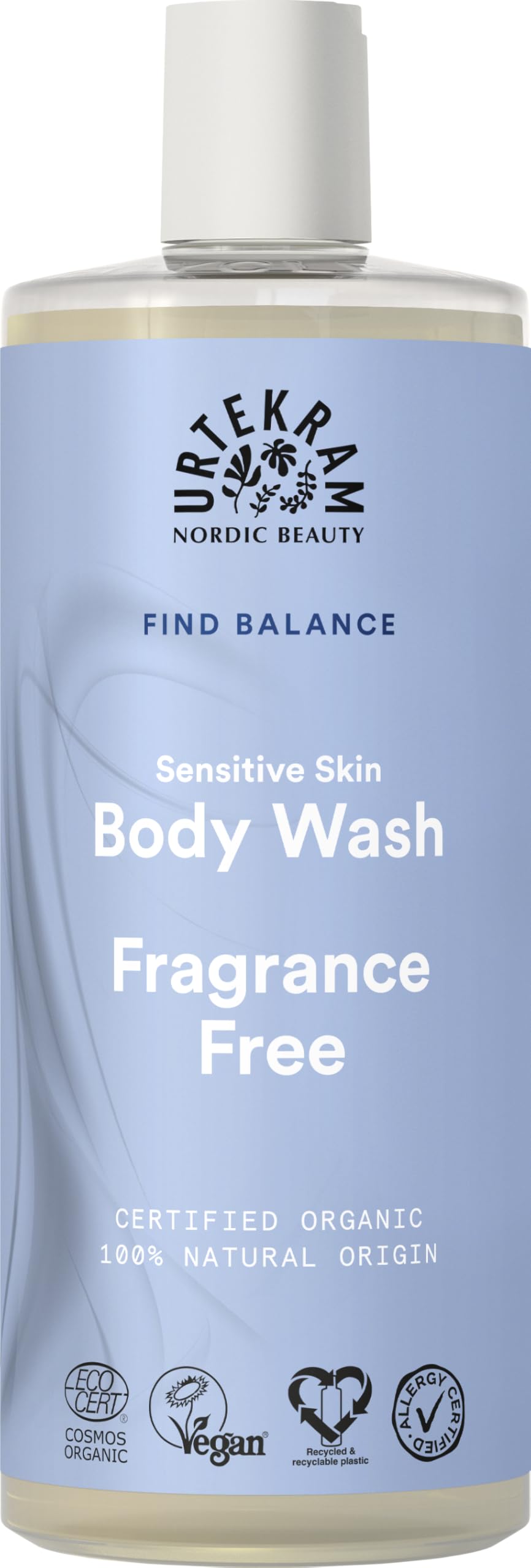 Urtekram Fragrance Free Body Wash for Sensitive Skin, 500 ml - 100% Natural Origin