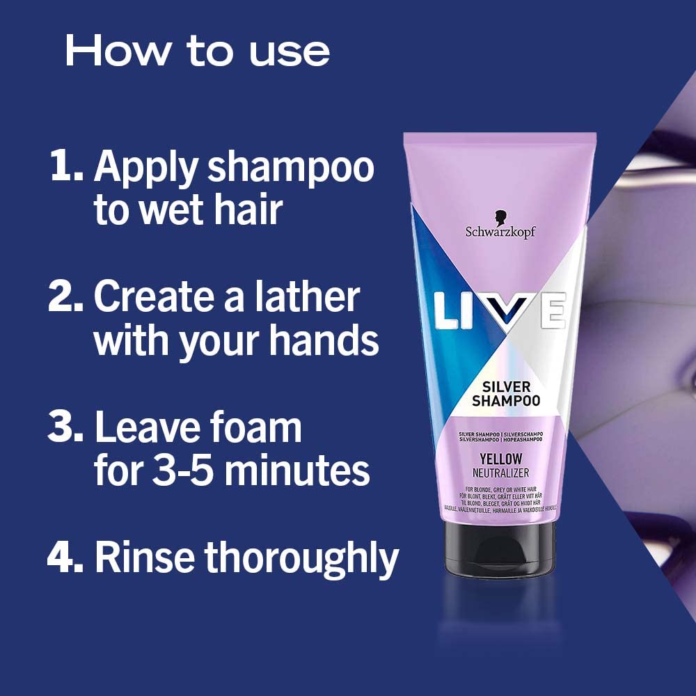 Schwarzkopf LIVE Silver Shampoo for Icy Blondes (200ml) - Purple Hair Toner 6