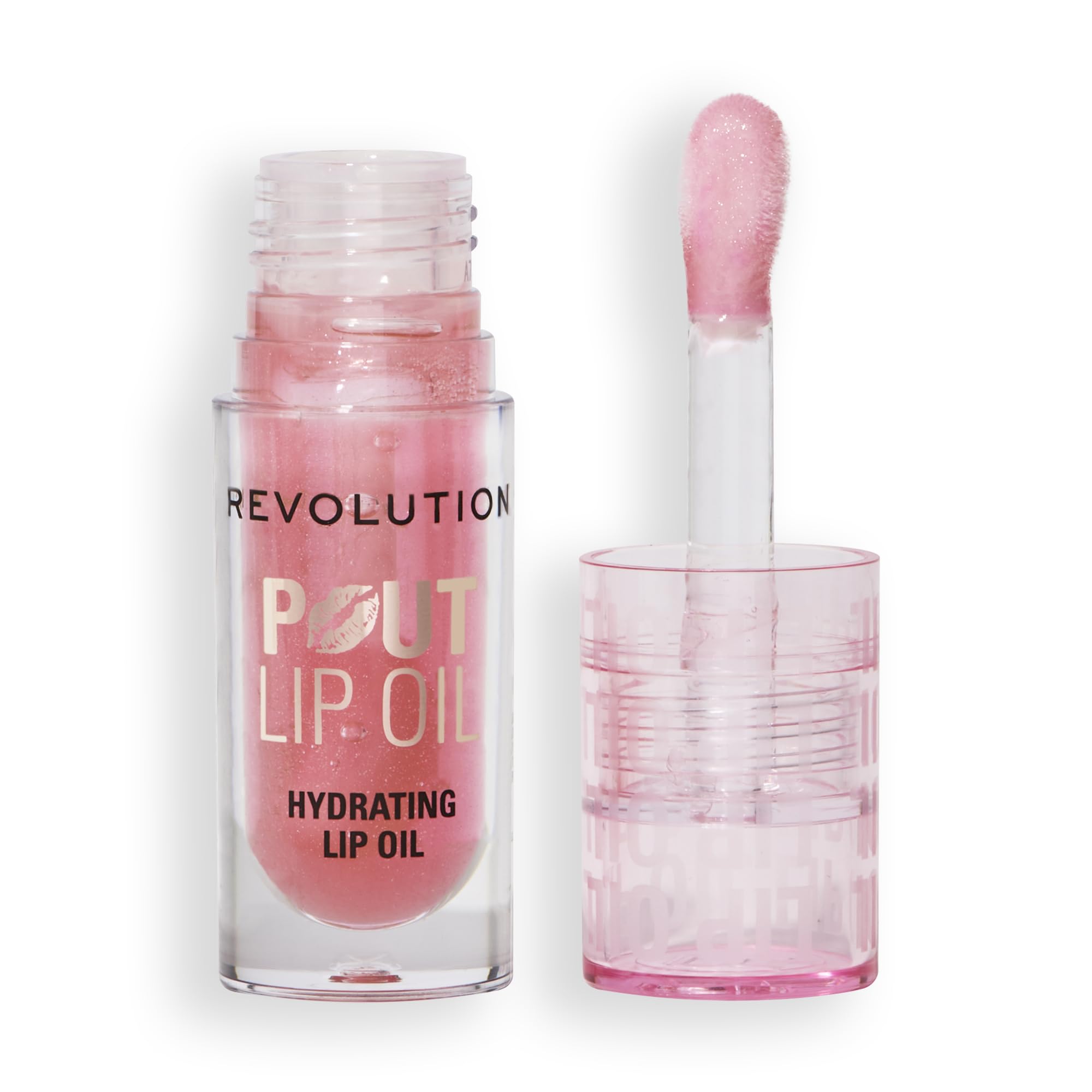 Revolution Pout Lip Oil in Glam Pink Shimmer - Nourishing High Shine Tinted Gloss 4ml